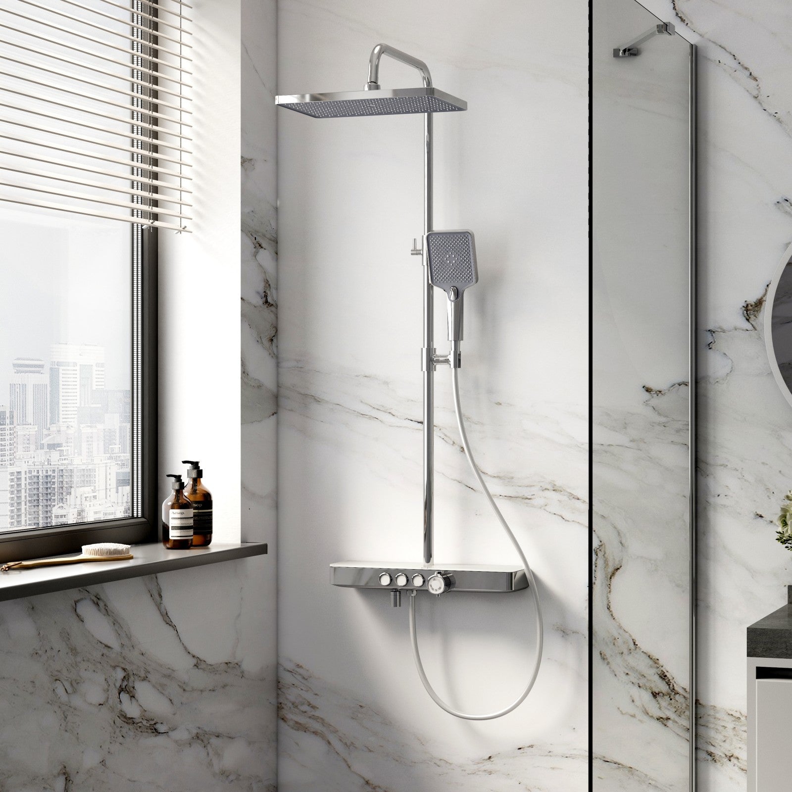 emke-f10-colonne-de-douche-thermostatique-chrome-3-jets-30x20 image 3