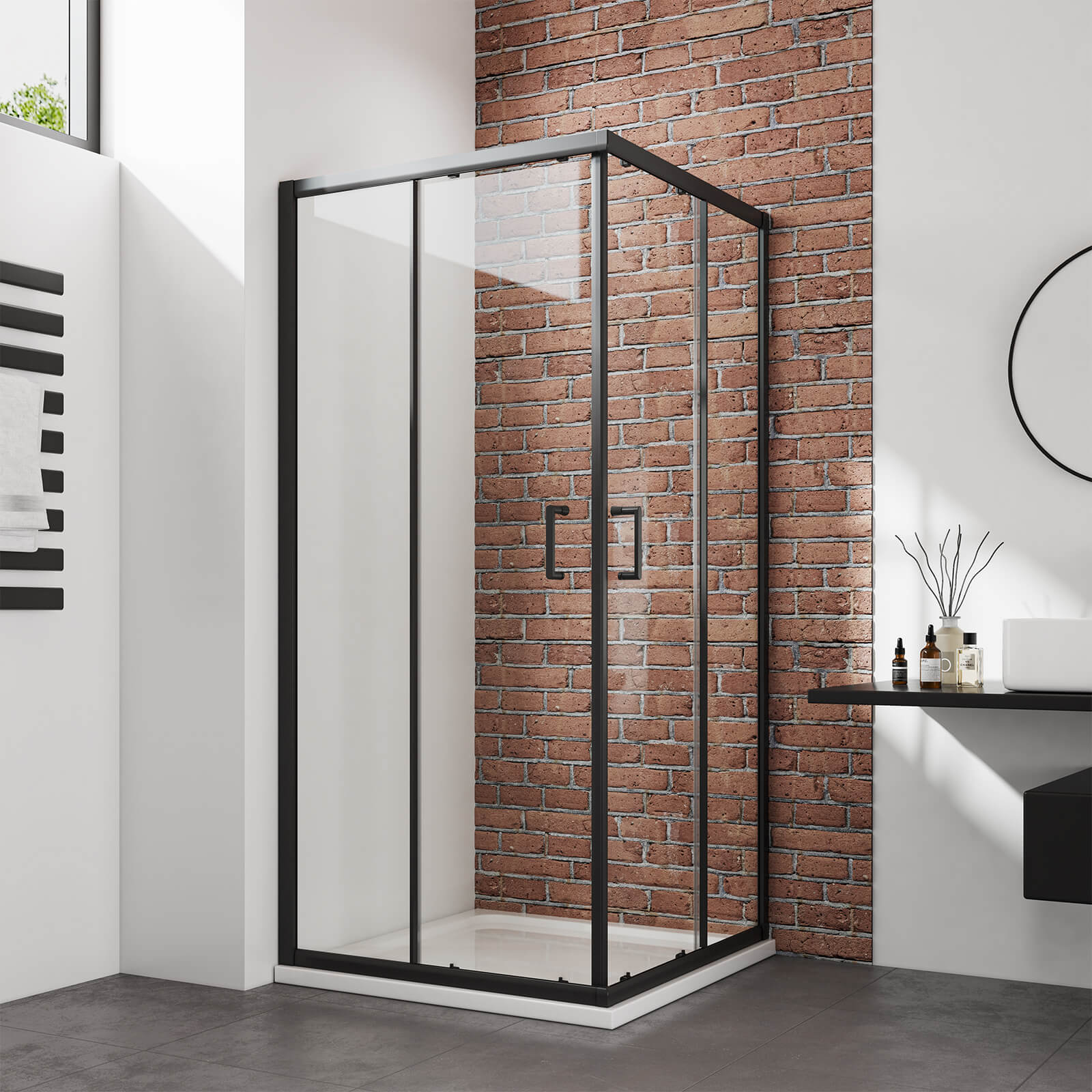emke-cabine-de-douche-carr-e-90x90x190-cm-noir-portes-coulissantes image 2