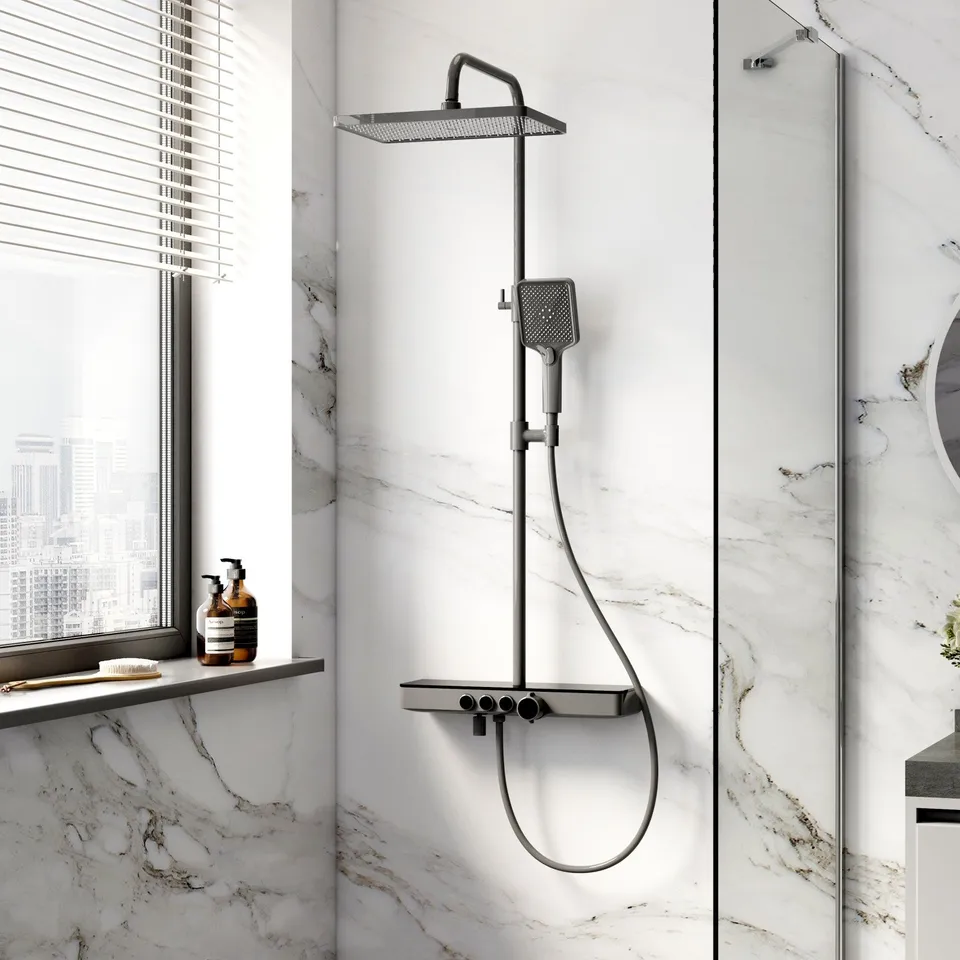 emke-f10-colonne-de-douche-thermostatique-chrome-3-jets-30x20 image 1
