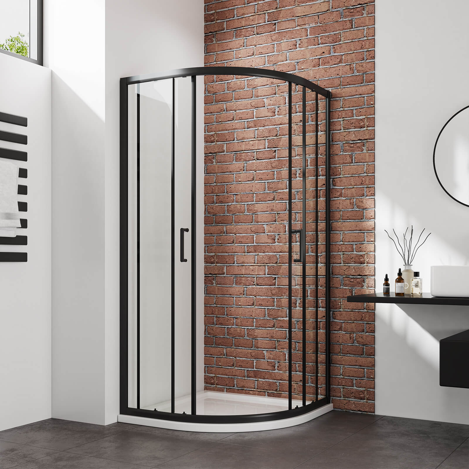 emke-cabine-de-douche-quart-de-cercle-90x90-noire-185cm image 4