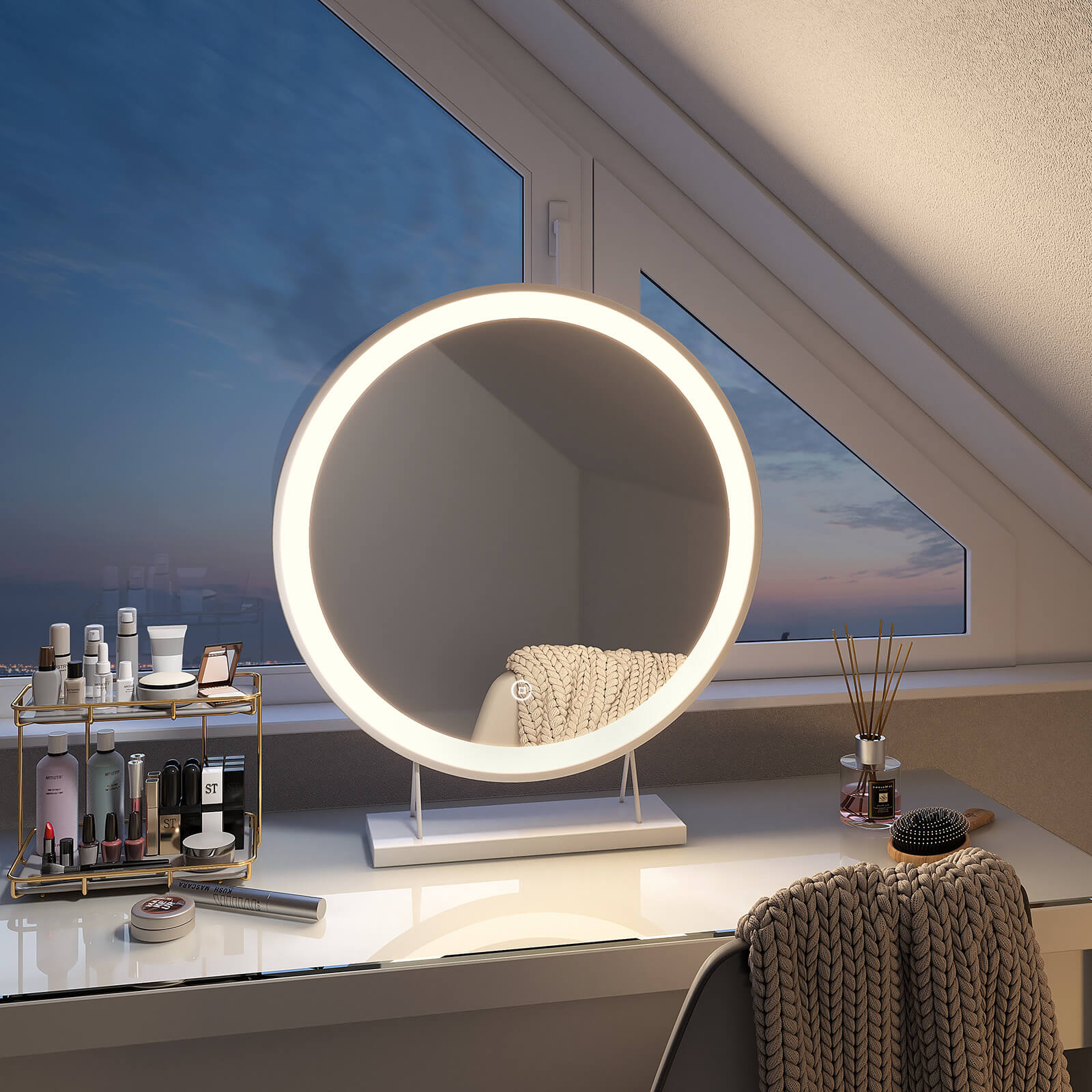 emke-cm01-miroir-maquillage-led-rond-noir-48-cm-tactile image 3