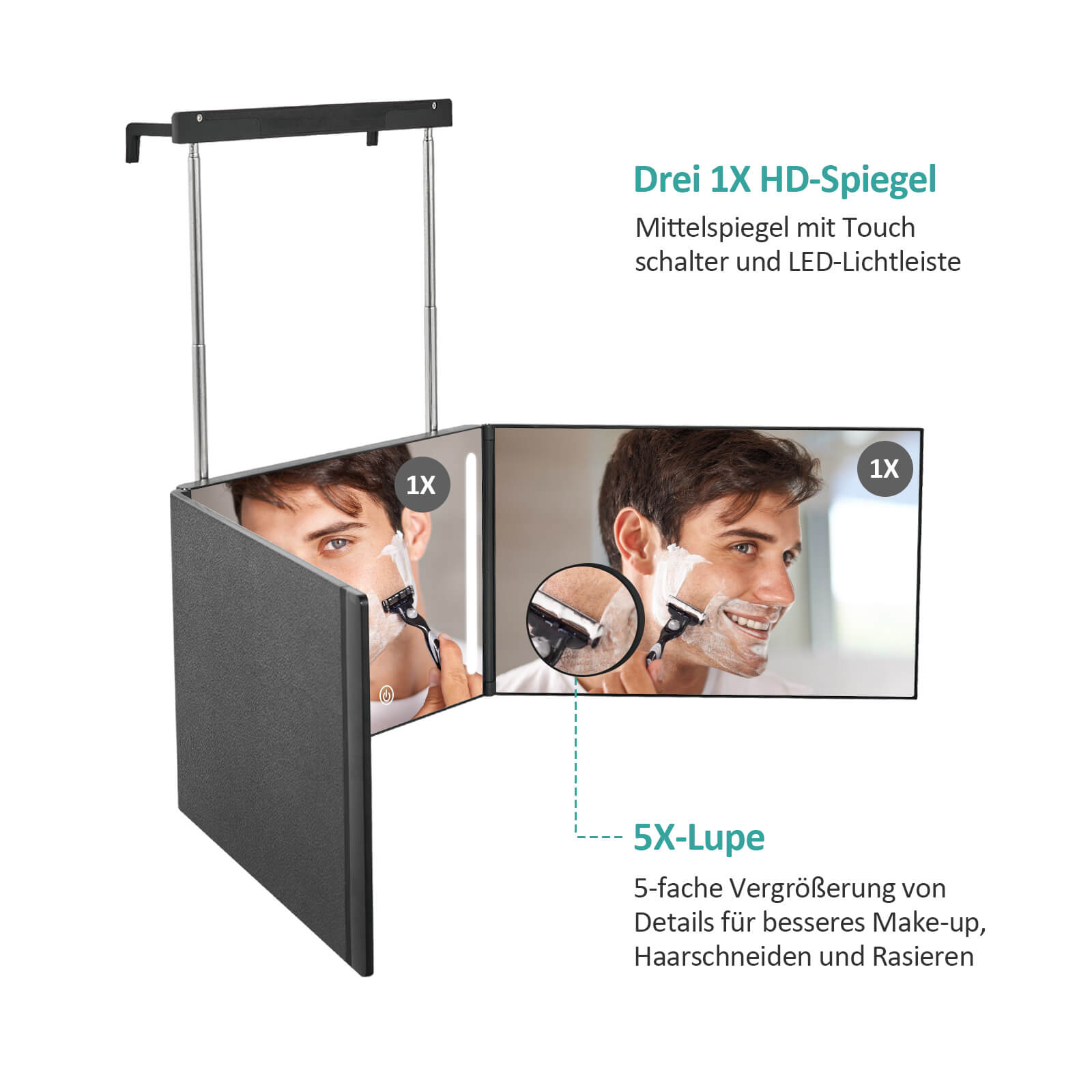 emke-cm04-miroir-grossissant-pliable-led-5x-noir image 5