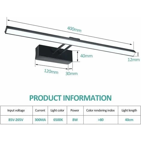 emke-l07-lampe-miroir-led-40-cm-noire-6500k-ip44 image 6