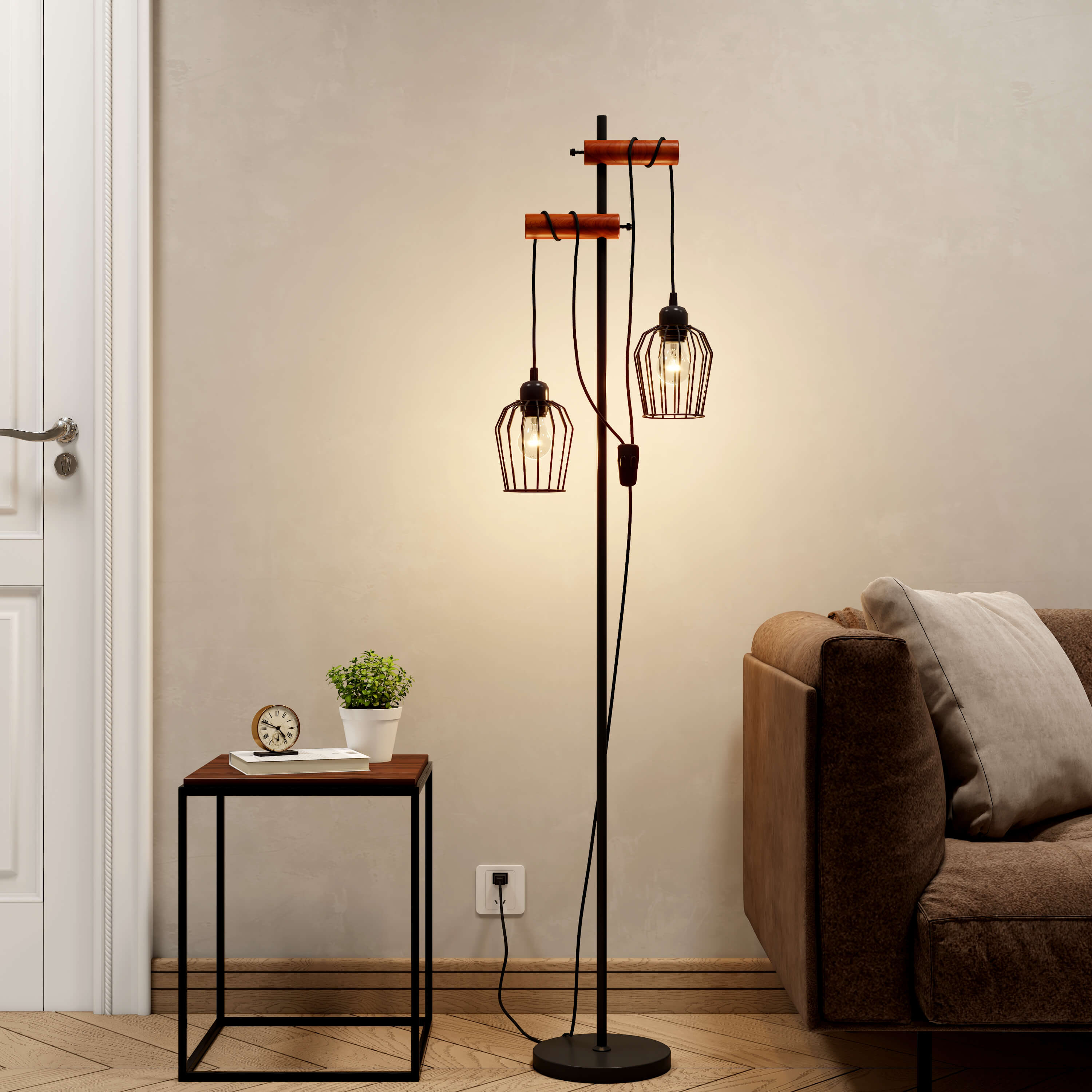 emke-l28e2bl-lampadaire-2-lampes-noir-150-cm-e27 image 6