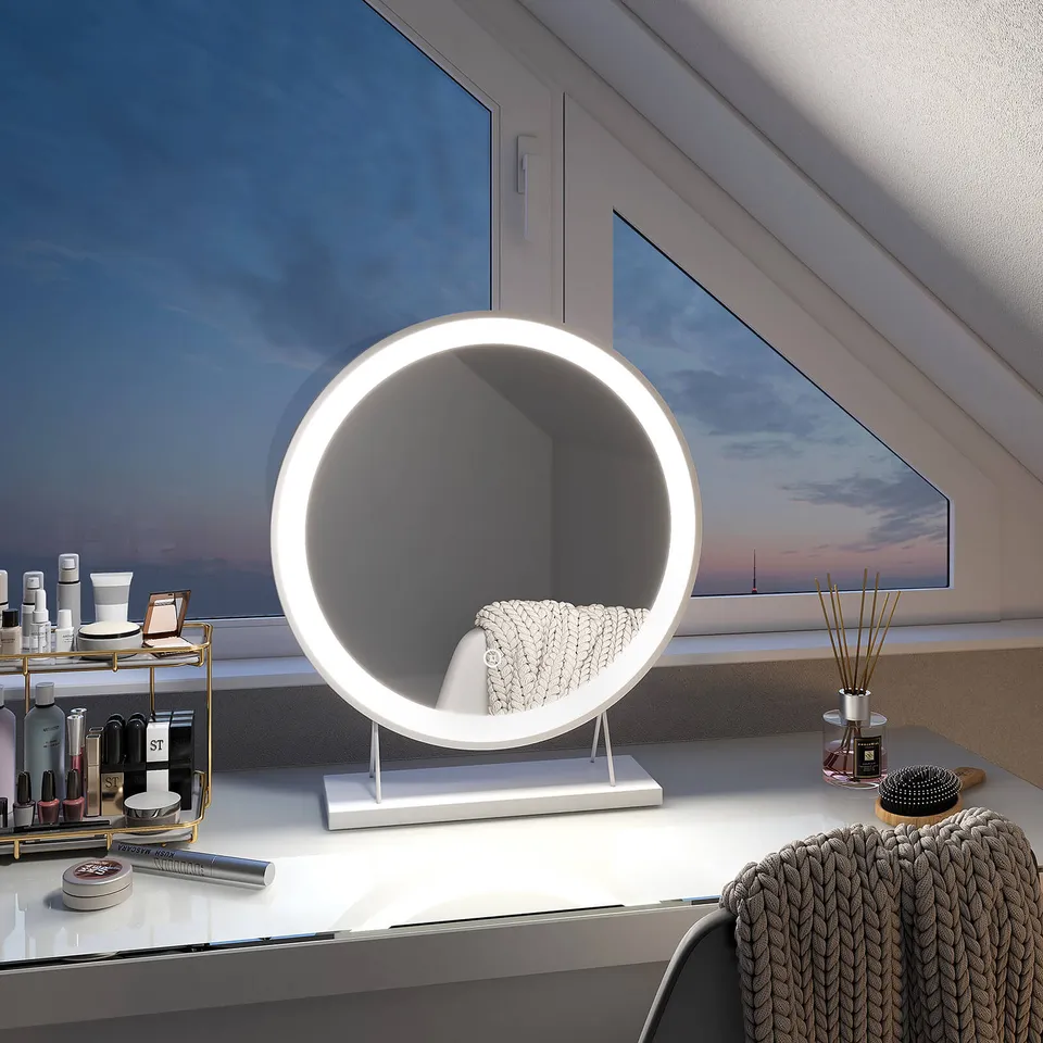 emke-cm01-miroir-maquillage-led-rond-noir-48-cm-tactile image 1