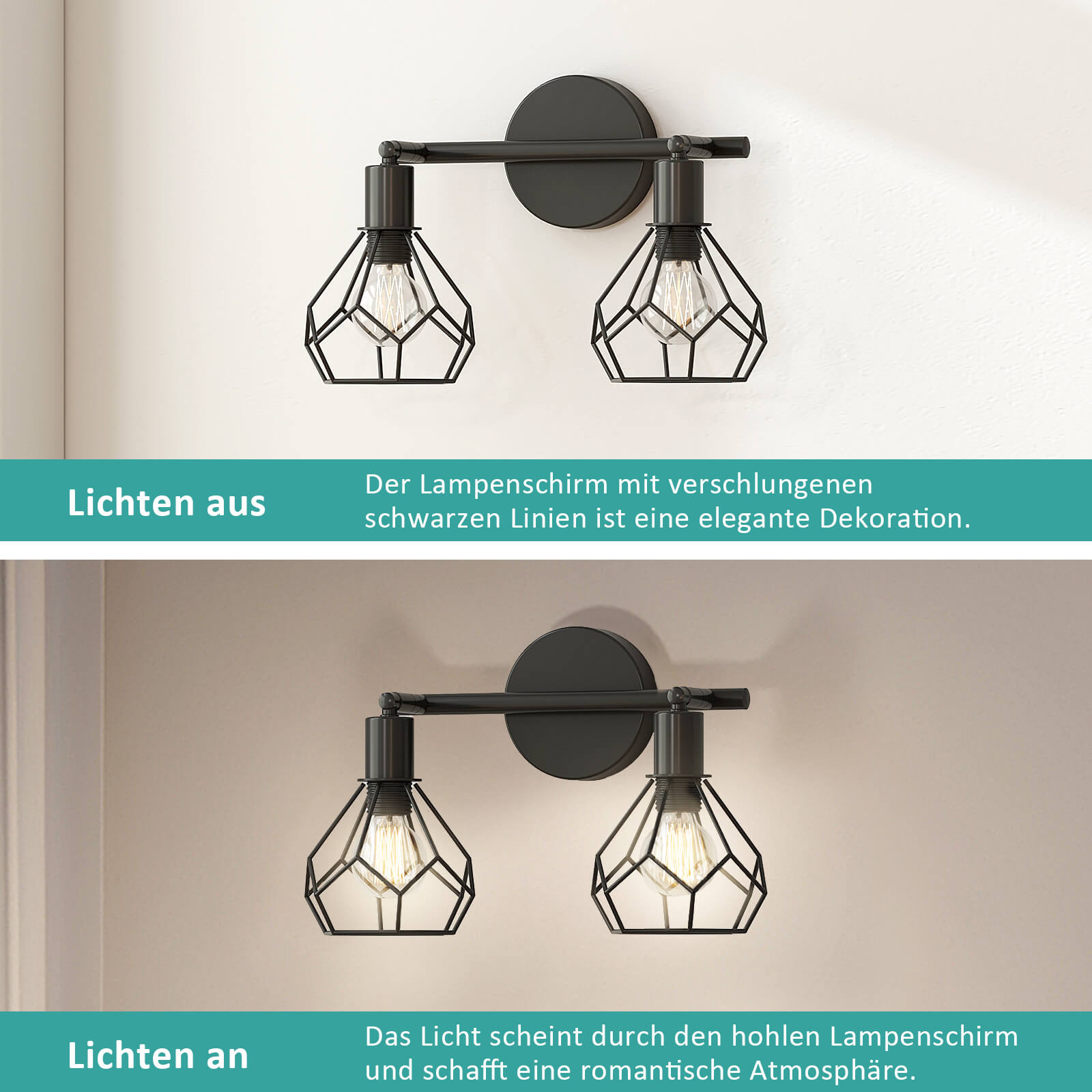emke-l25a2bl-plafonnier-2-lampes-noir-e14 image 5