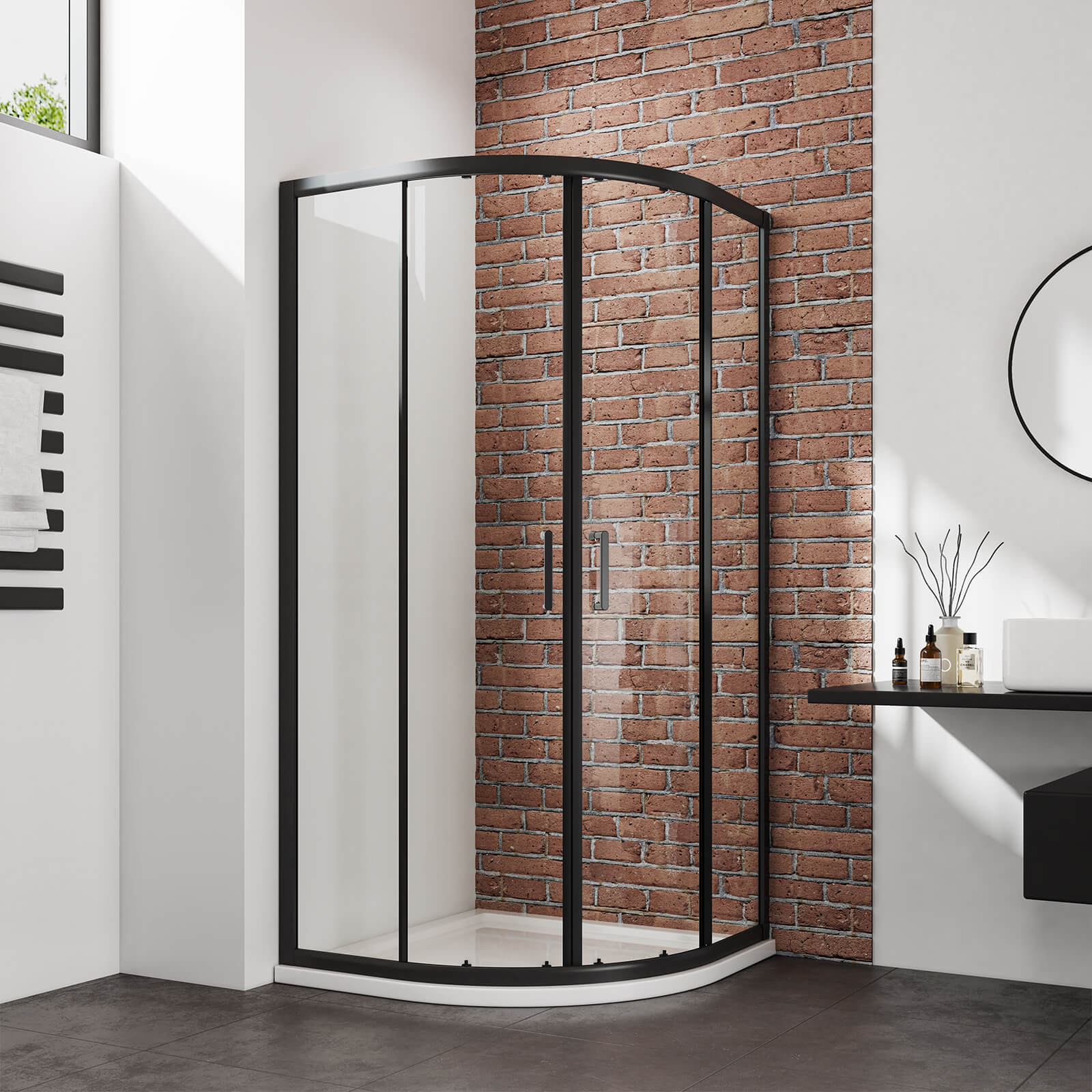 emke-cabine-de-douche-quart-de-cercle-90x90-noire-185cm image 2