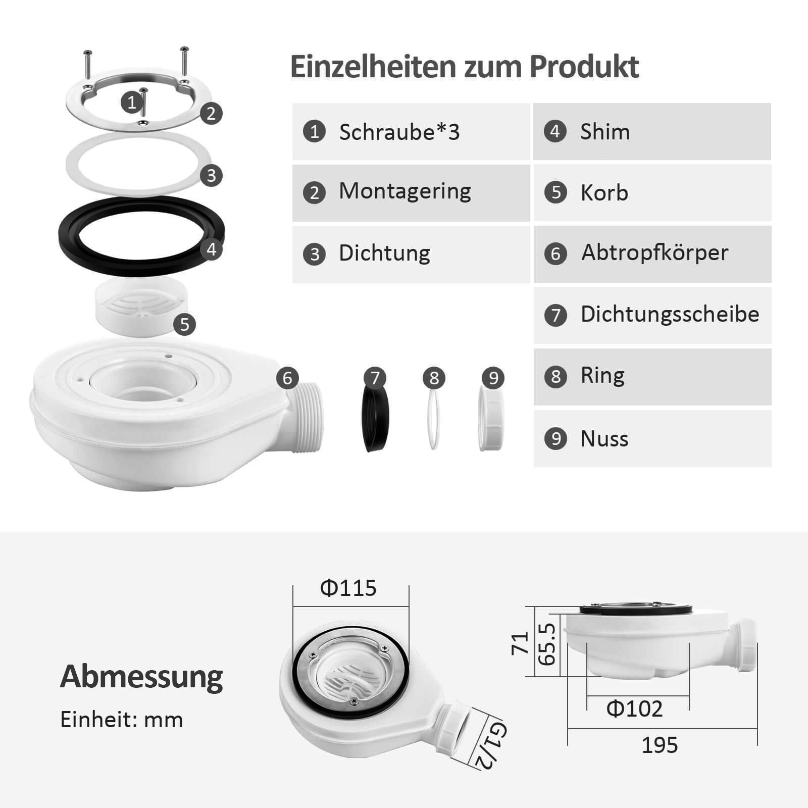 emke-receveur-de-douche-embout-coulement-blanc-90-mm image 8
