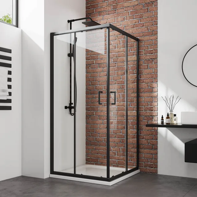 emke-cabine-de-douche-carr-e-90x90x190-cm-noir-portes-coulissantes image 1