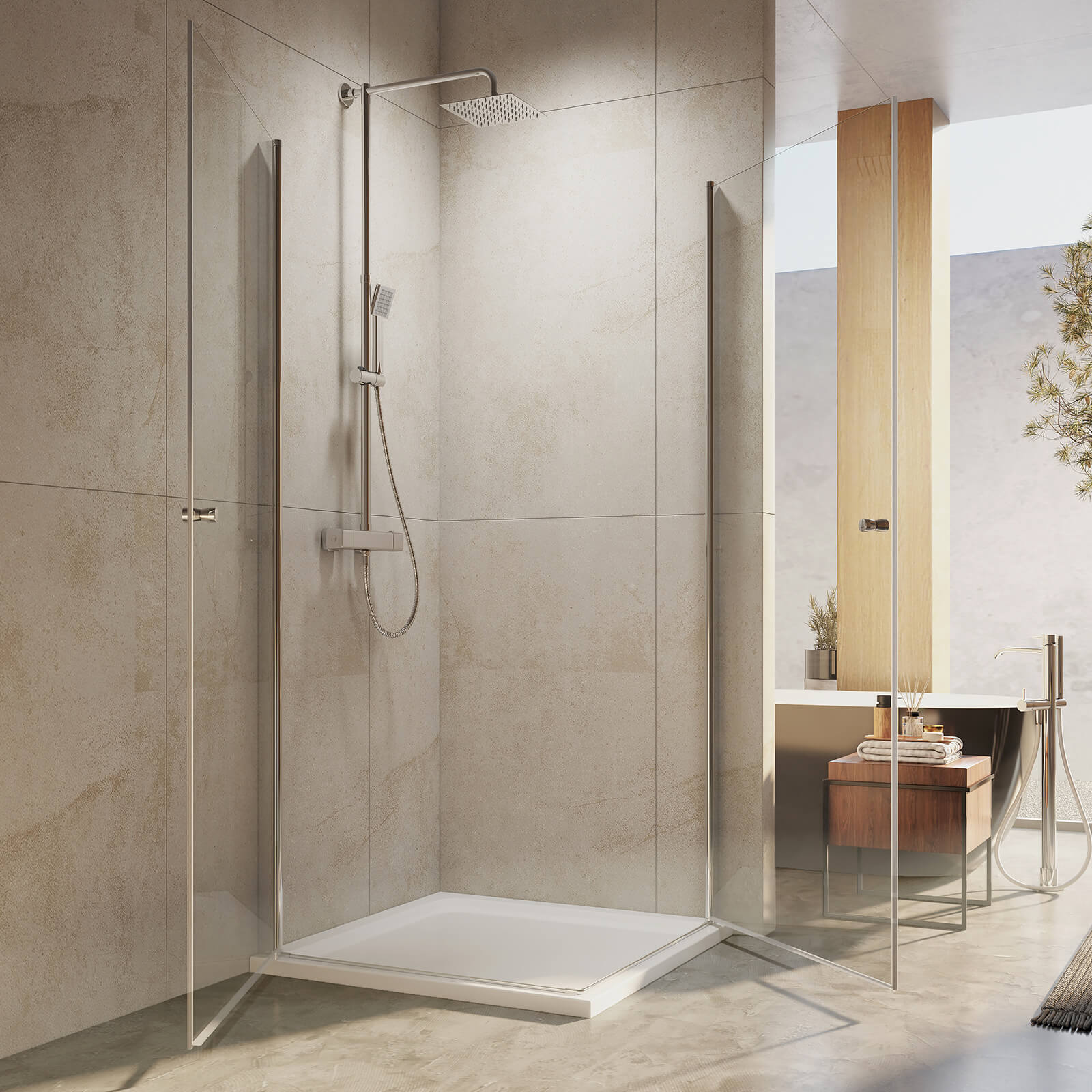 emke-cabine-douche-angle-90x90x195cm-verre-nano image 2