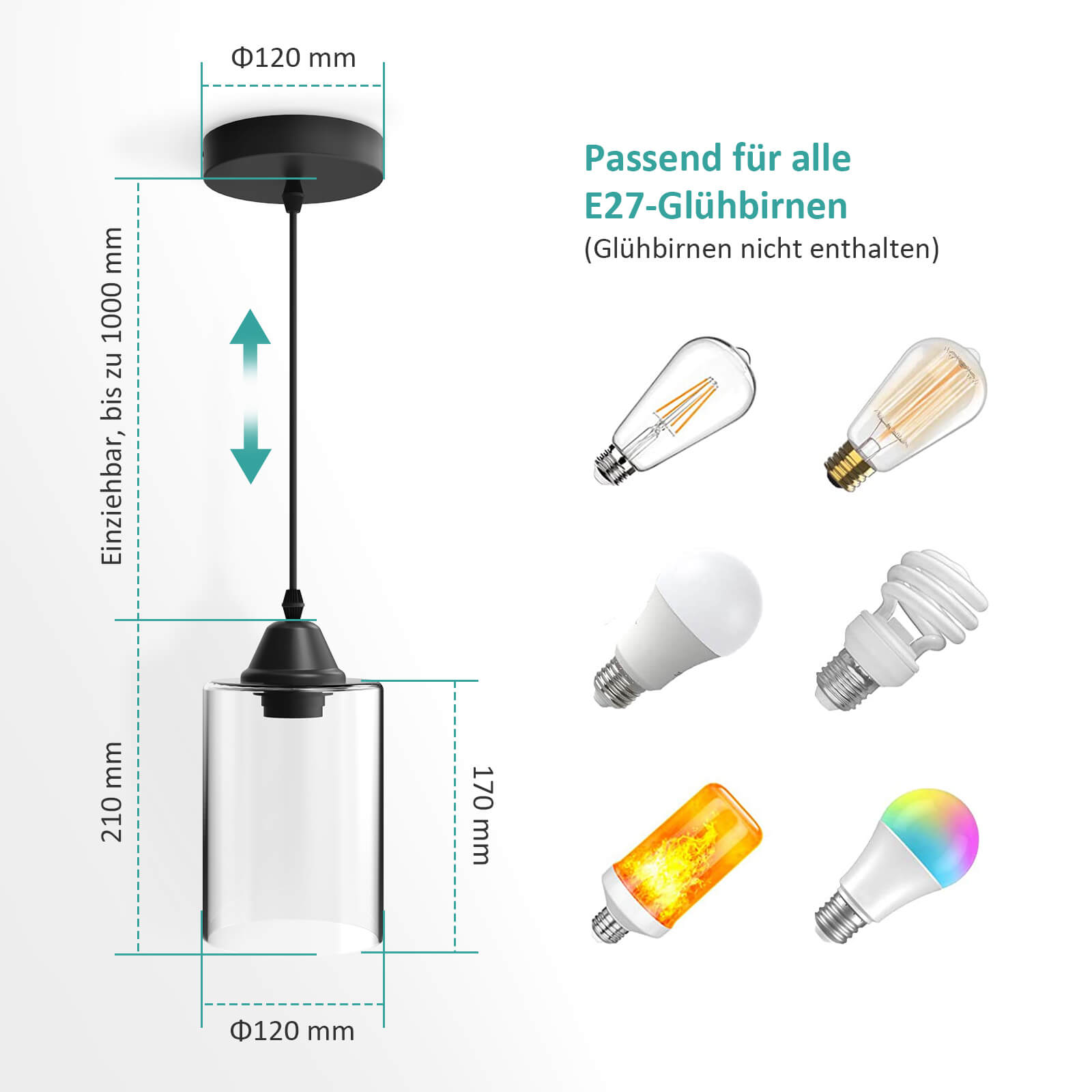 emke-l17b2bl-suspension-verre-e27-c-ble-100cm image 6