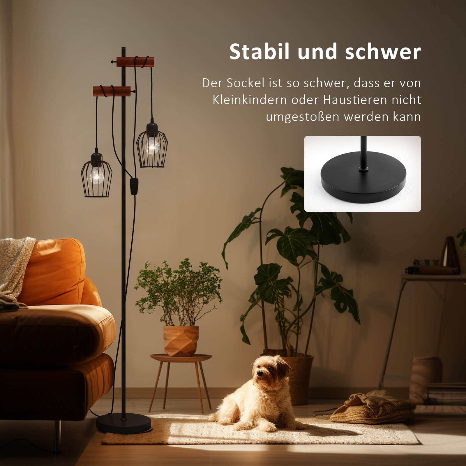 emke-l28e2bl-lampadaire-2-lampes-noir-150-cm-e27 image 5