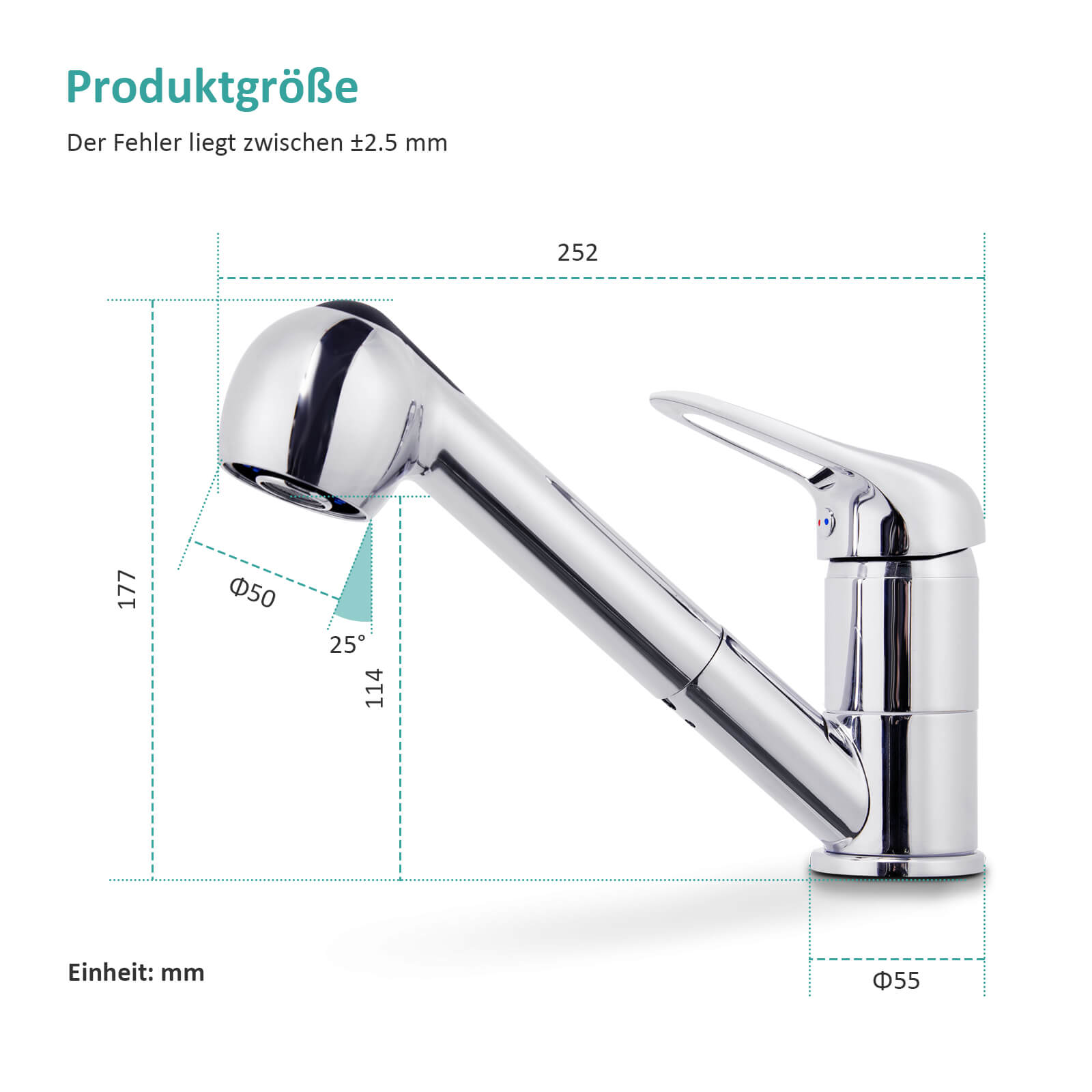emke-mitigeur-cuisine-extractible-chrome-2-jets-360 image 2