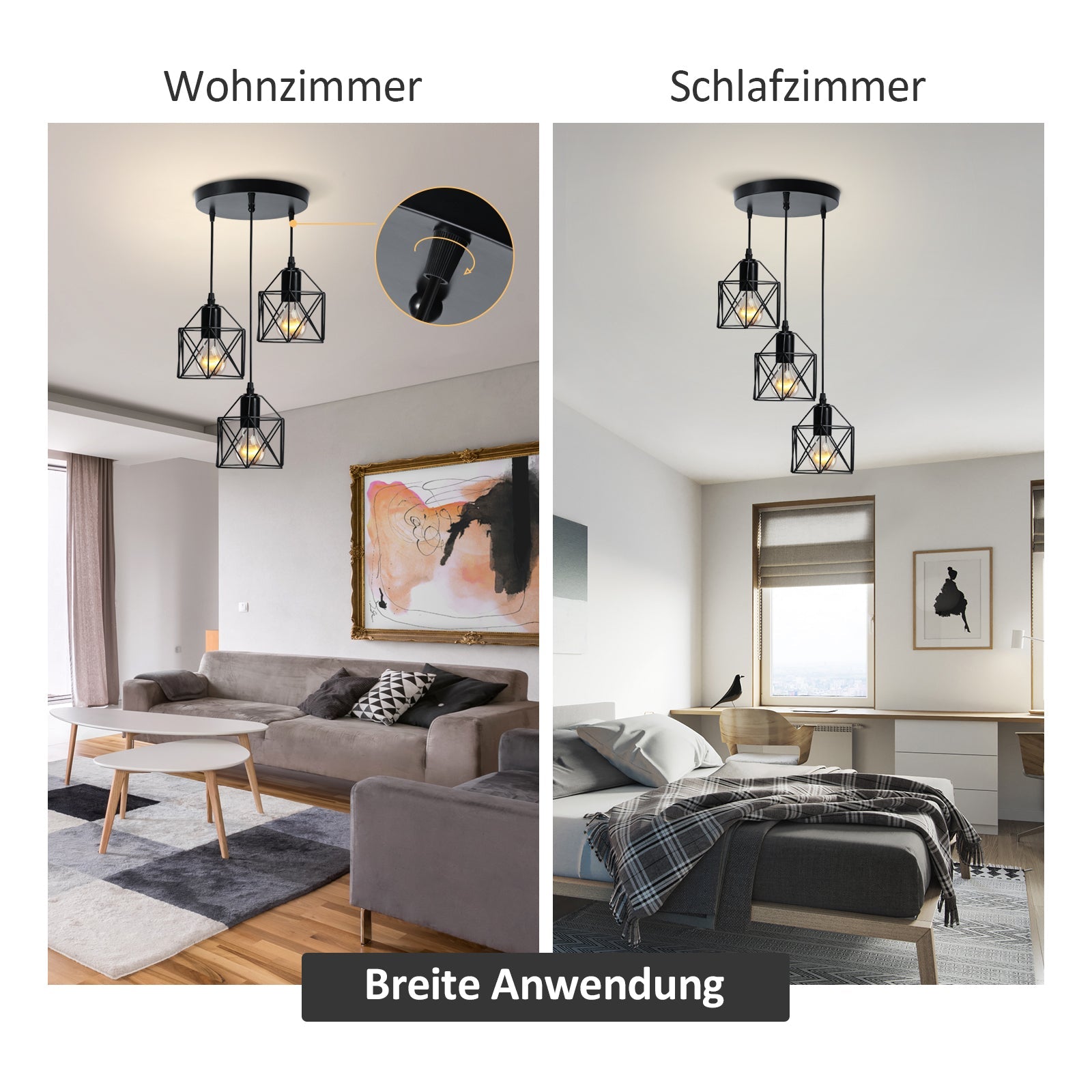 emke-l01bl-suspension-noire-3-lampes-e27-vintage image 4