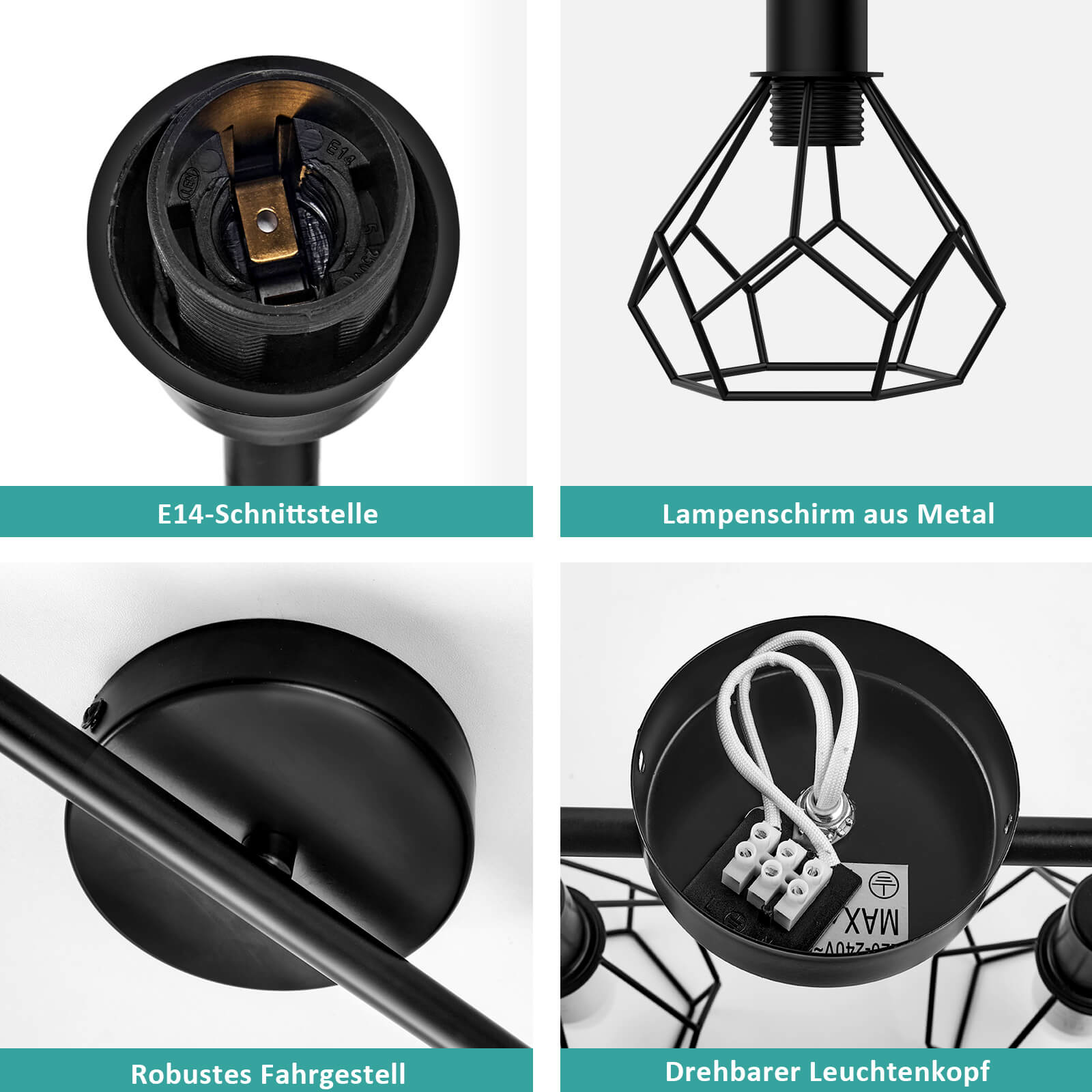 emke-l25a2bl-plafonnier-2-lampes-noir-e14 image 6