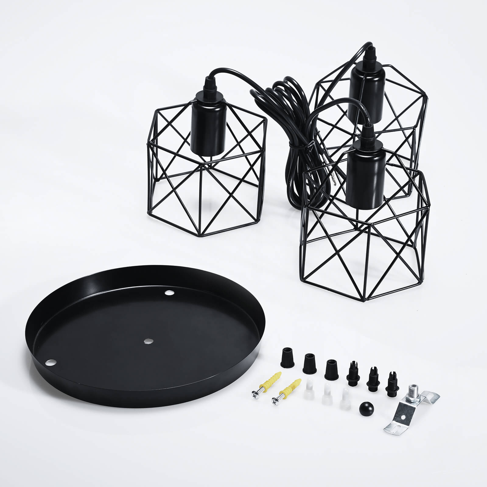 emke-l01bl-suspension-noire-3-lampes-e27-vintage image 3