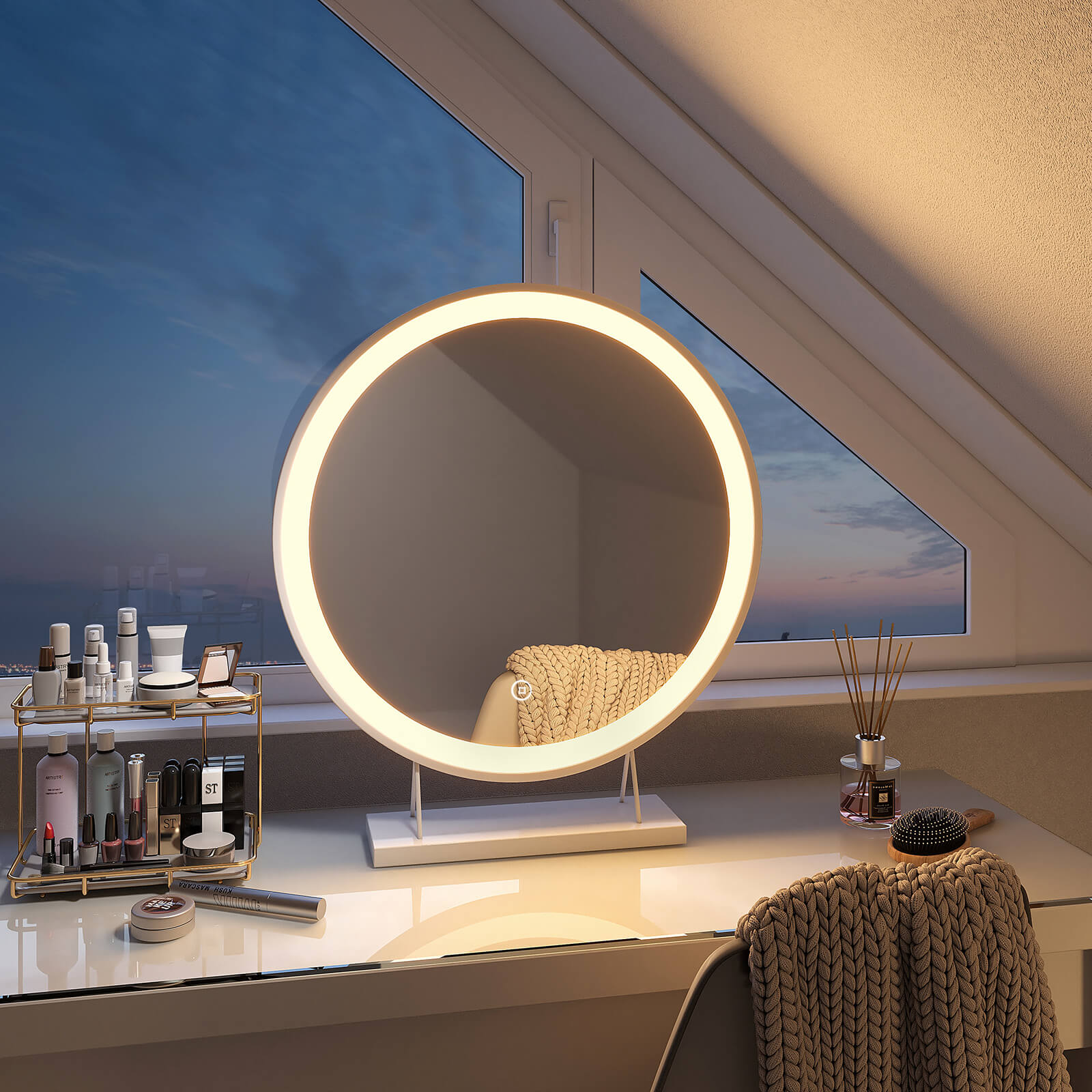 emke-cm01-miroir-maquillage-led-rond-noir-48-cm-tactile image 4