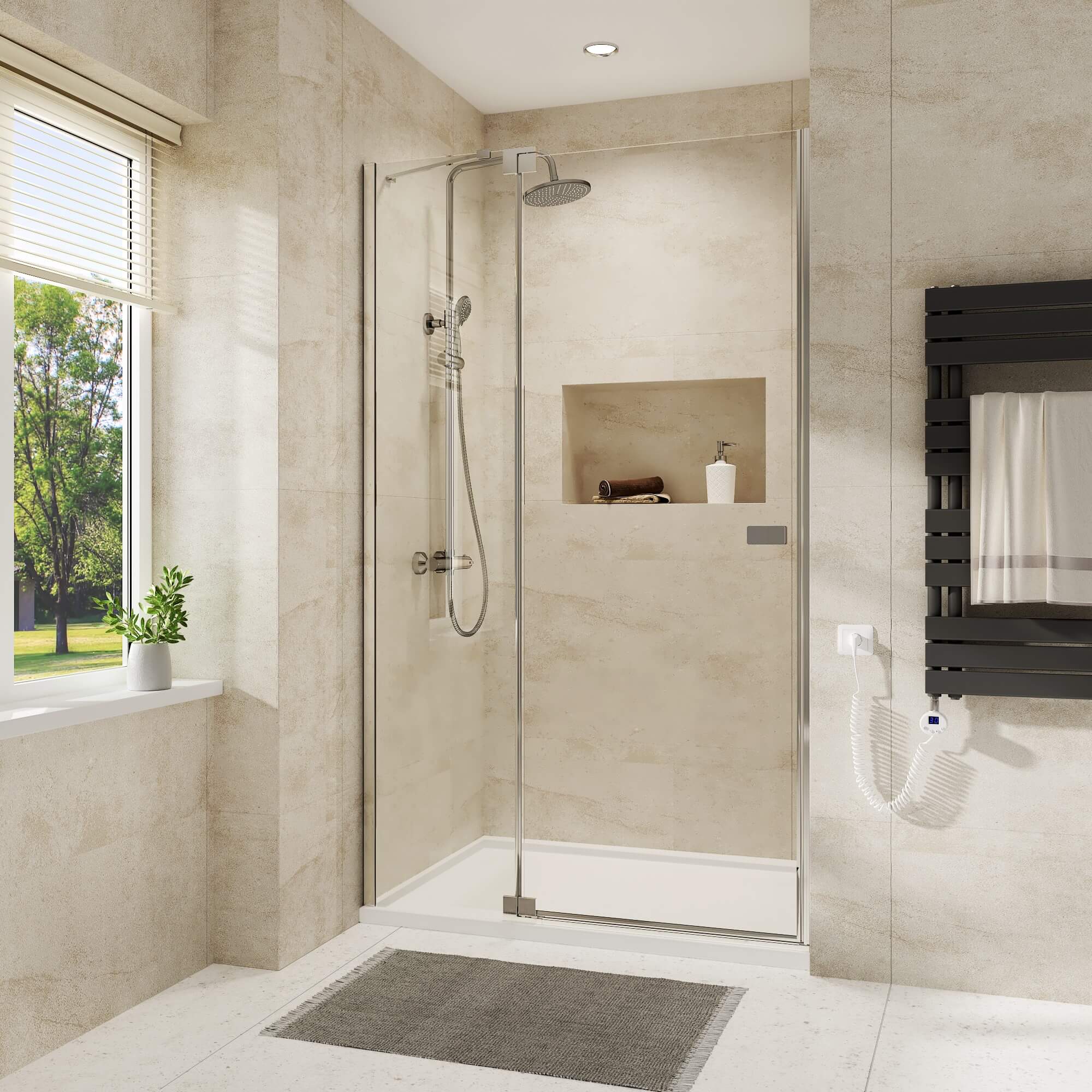 emke-cabine-douche-porte-pliante-noire-90-cm image 2
