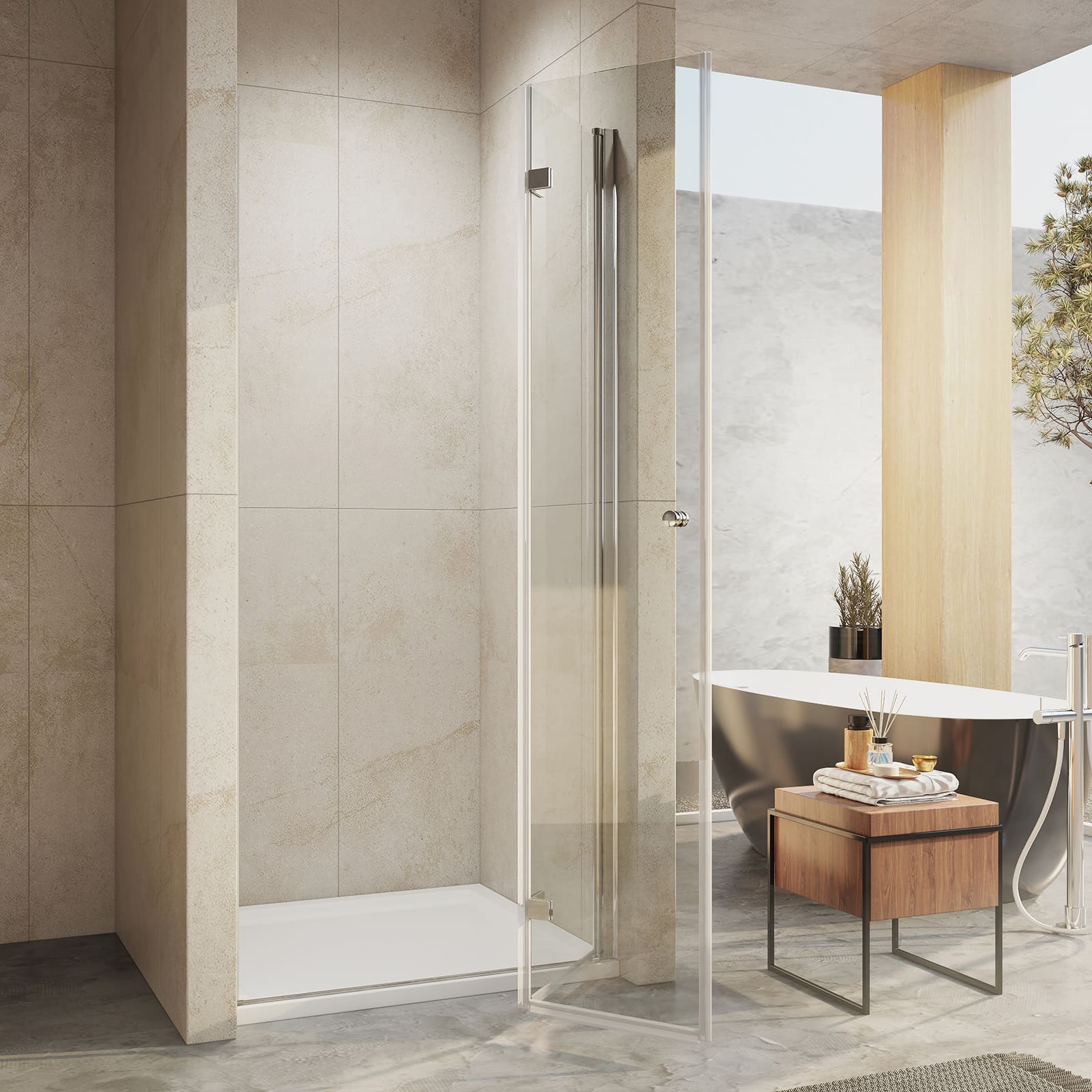 emke-porte-de-douche-niche-pliante-100x195-verre-6mm image 4