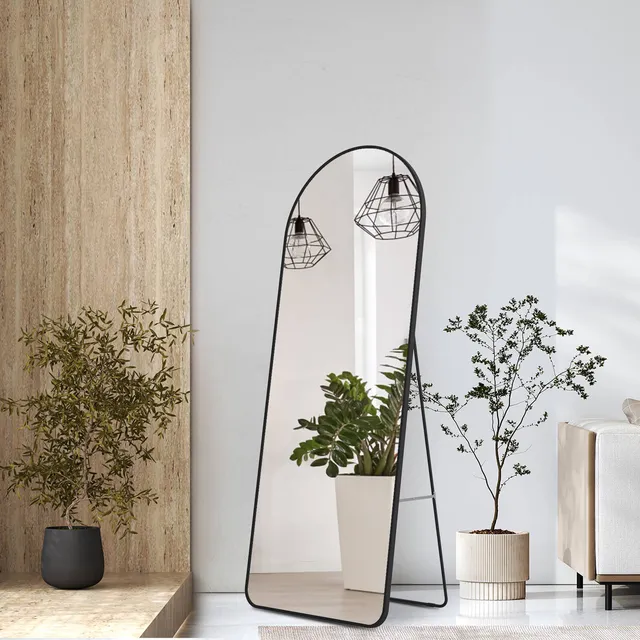 emke-fm07-miroir-sur-pied-cadre-noir-160x60-cm-sans-clairage image 1