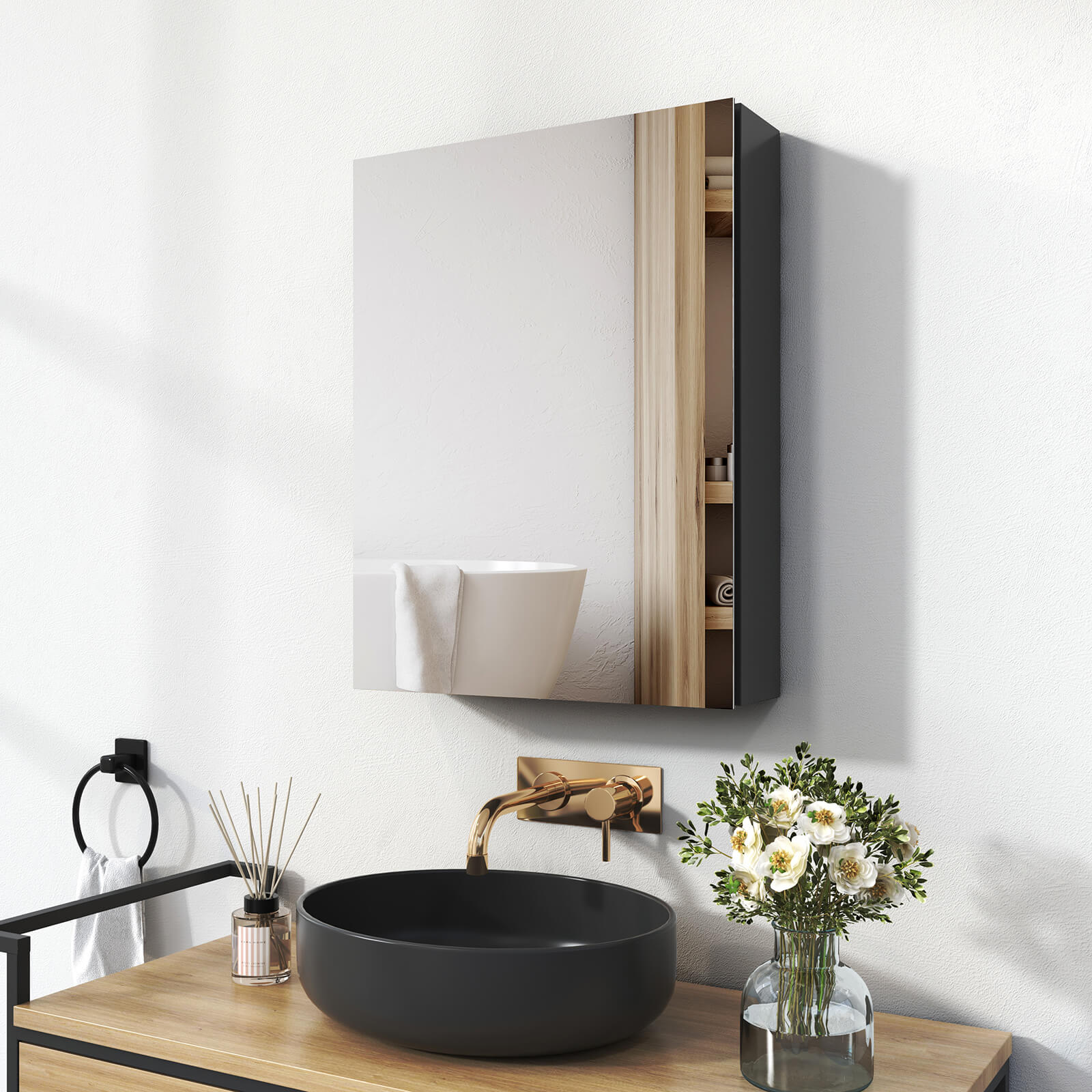 emke-mc5-armoire-miroir-salle-de-bain-50x65-cm-noir image 2