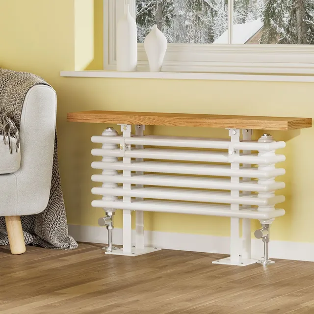 emke-radiateur-eau-chaude-48x85-blanc-avec-banc-bois image 1