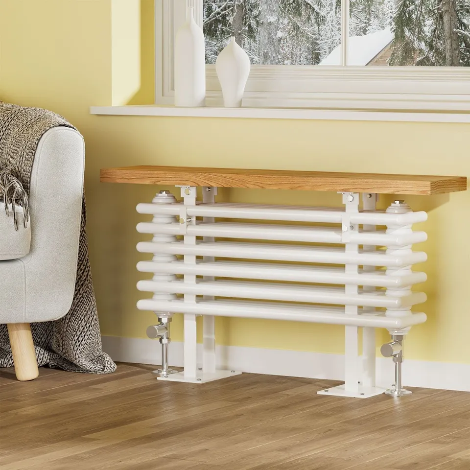 emke-radiateur-eau-chaude-48x85-blanc-avec-banc-bois image 1