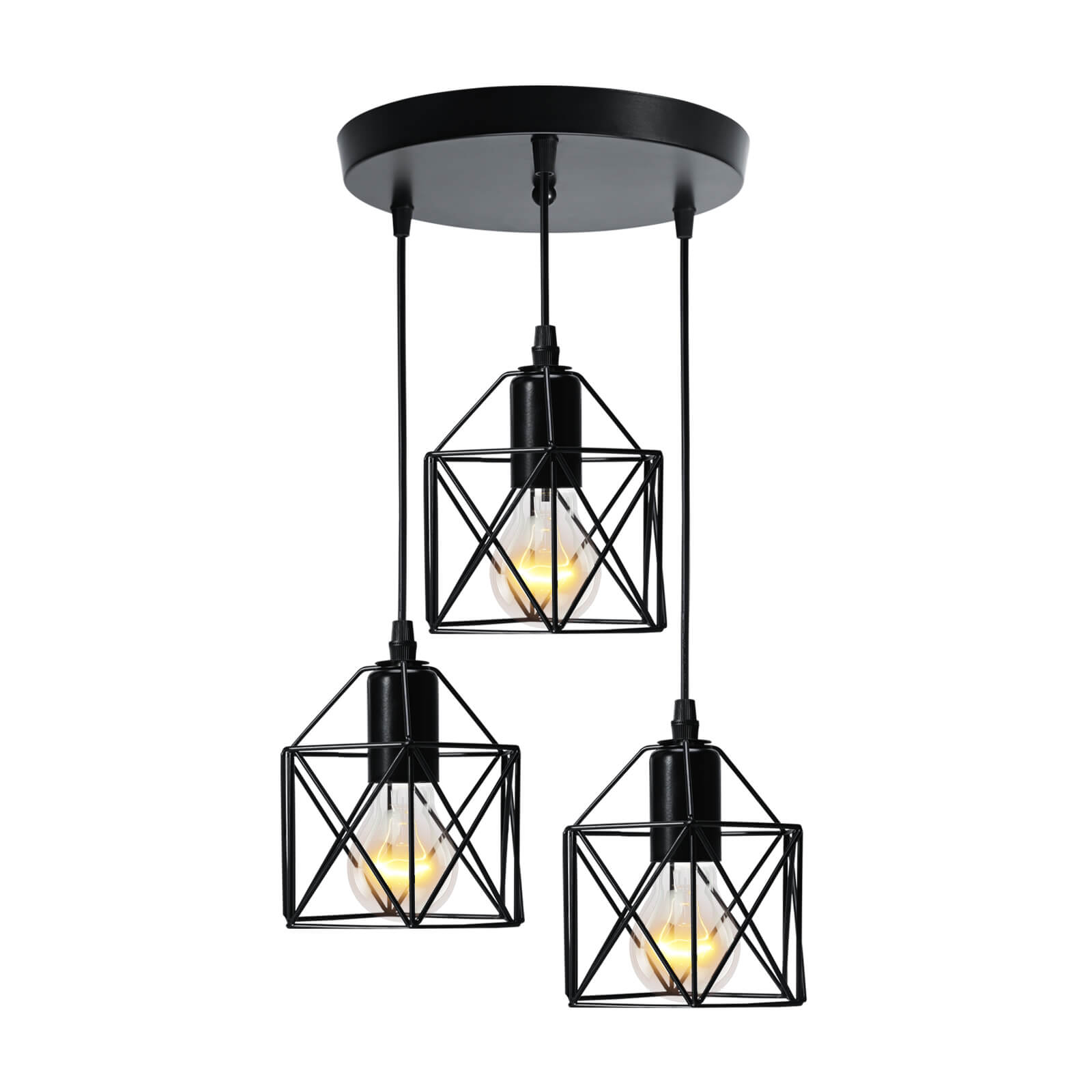 emke-l01bl-suspension-noire-3-lampes-e27-vintage image 1