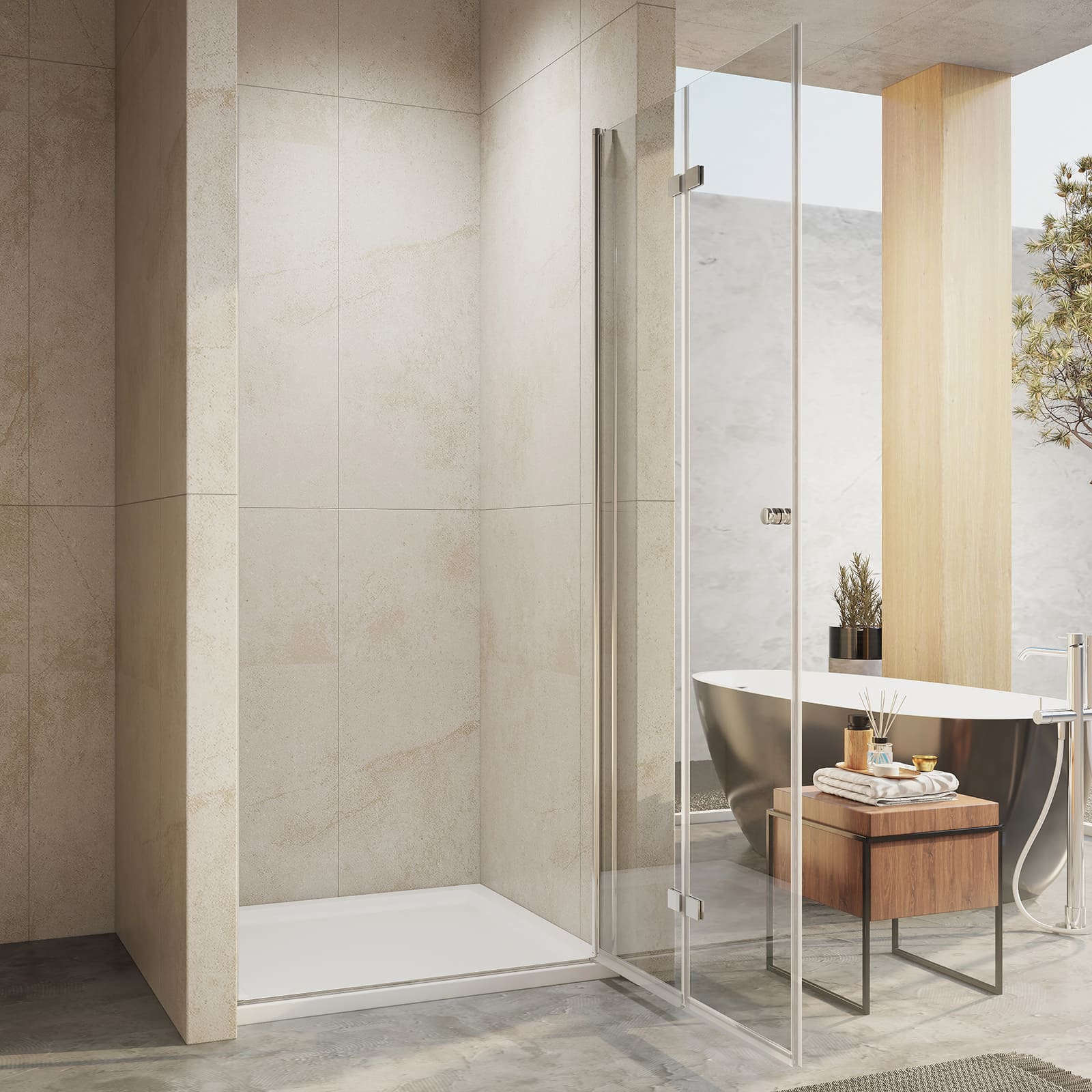 emke-porte-de-douche-niche-pliante-100x195-verre-6mm image 5