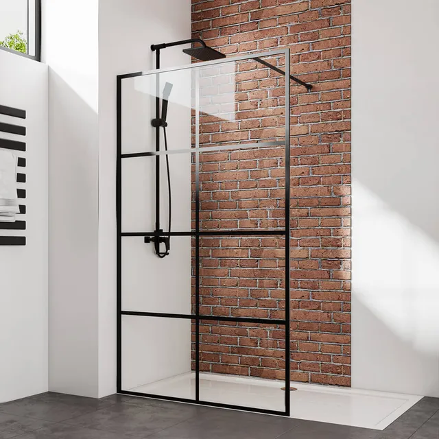 emke-douche-l-italienne-paroi-grille-noire-120x200-cm-verre-8-mm image 1