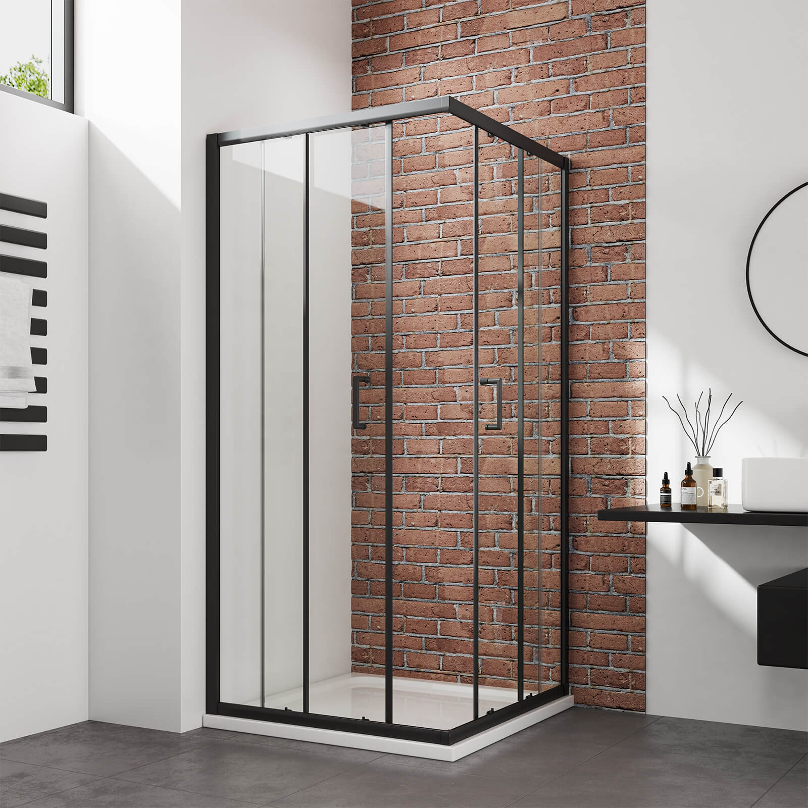 emke-cabine-de-douche-carr-e-90x90x190-cm-noir-portes-coulissantes image 3