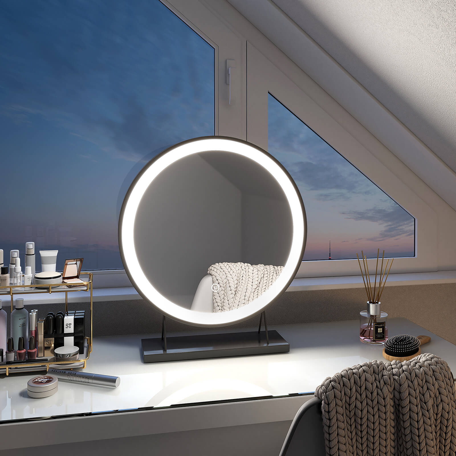 emke-cm01-miroir-maquillage-led-rond-noir-48-cm-tactile image 5