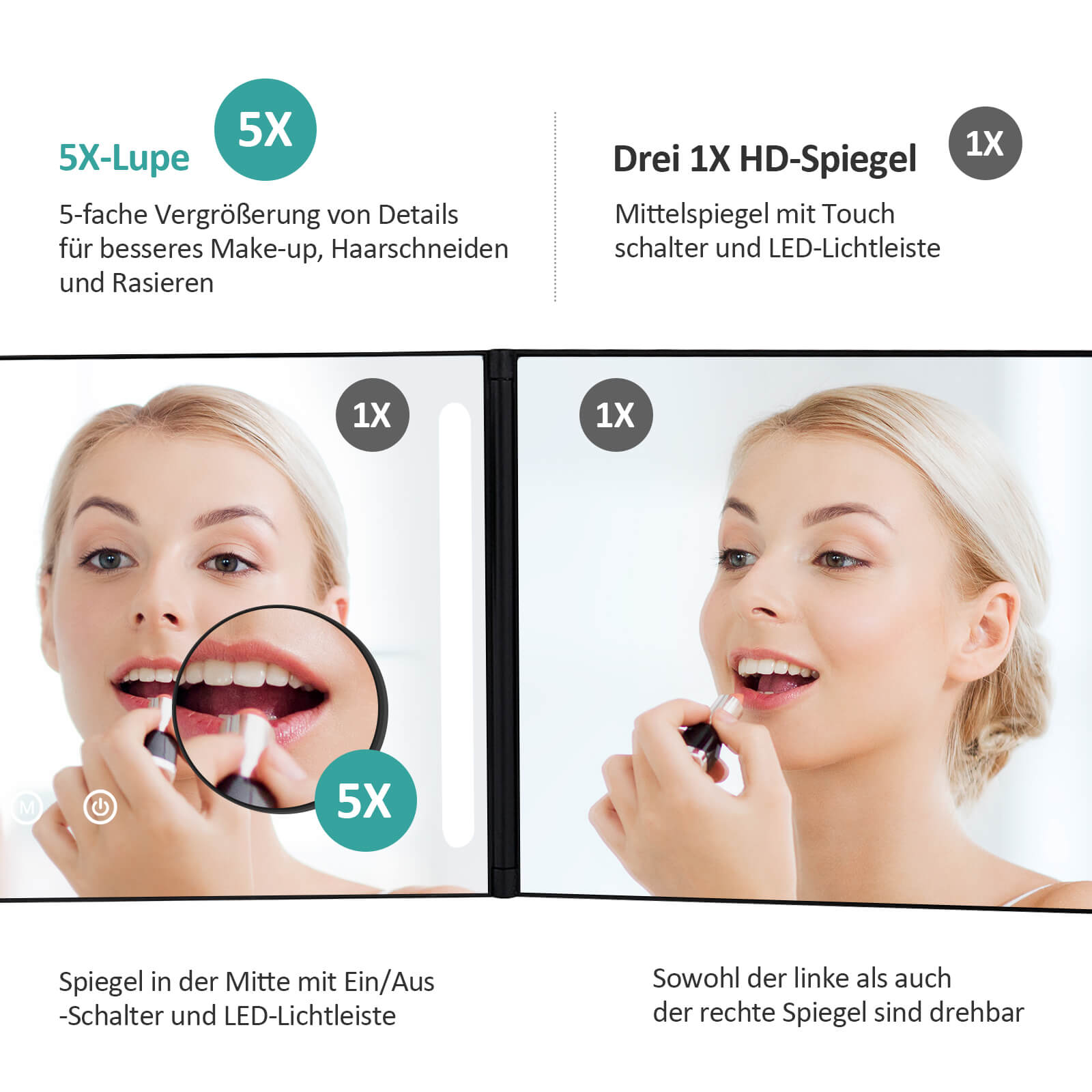 emke-cm04-miroir-grossissant-pliable-led-5x-noir image 7