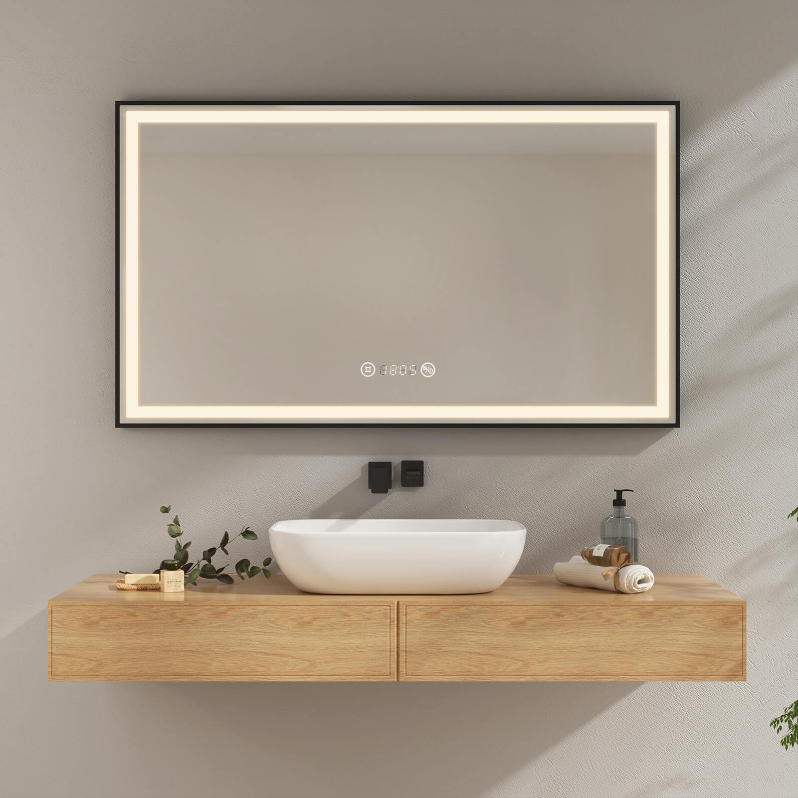 emke-lm23-miroir-salle-de-bain-100x70-cm-noir-4300k image 1