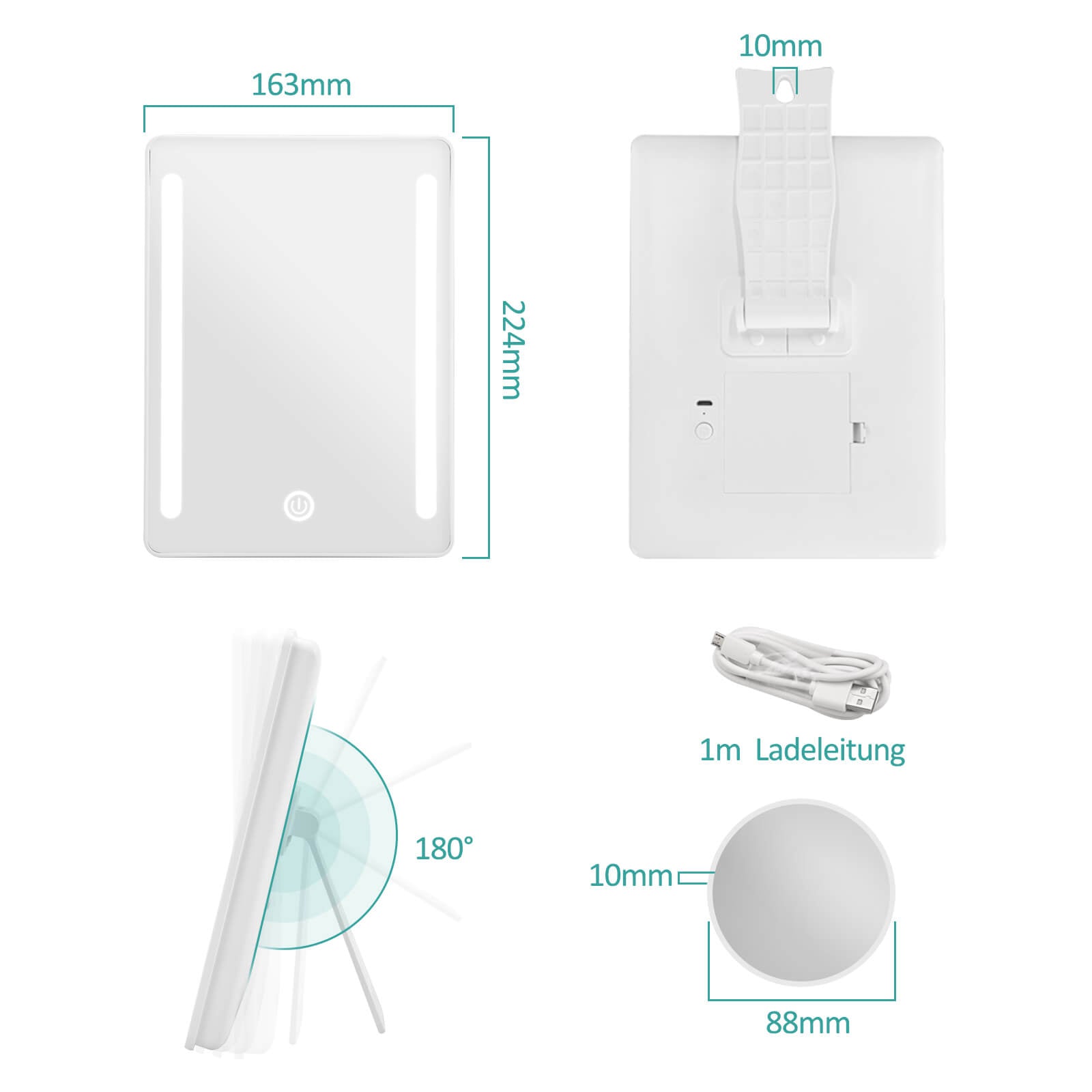 emke-cm03-miroir-grossissant-led-3x-usb-luminosit-r-glable image 7