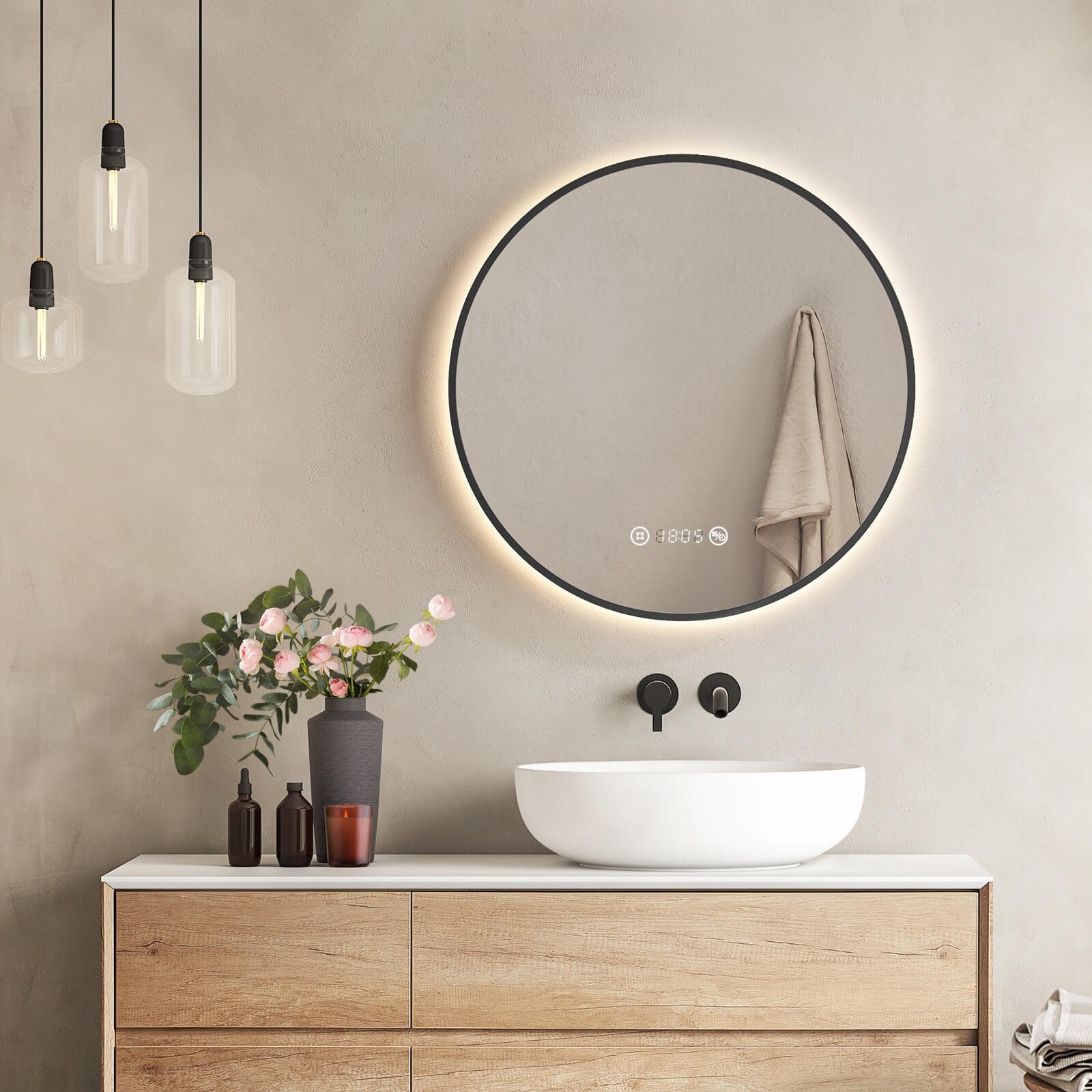 emke-miroir-lumineux-olm09-rond-led-noir-60-cm-antibu-e image 3
