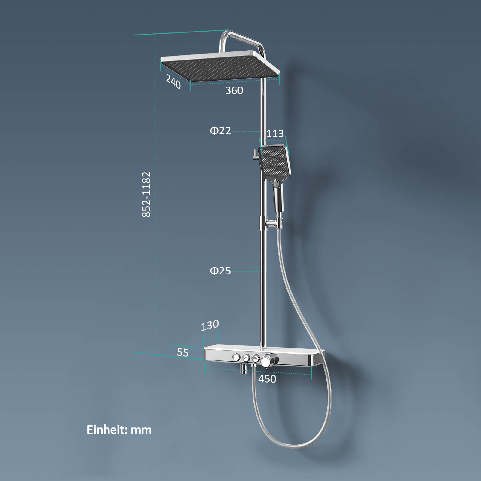 emke-f10-colonne-de-douche-thermostatique-chrome-3-jets-30x20 image 5