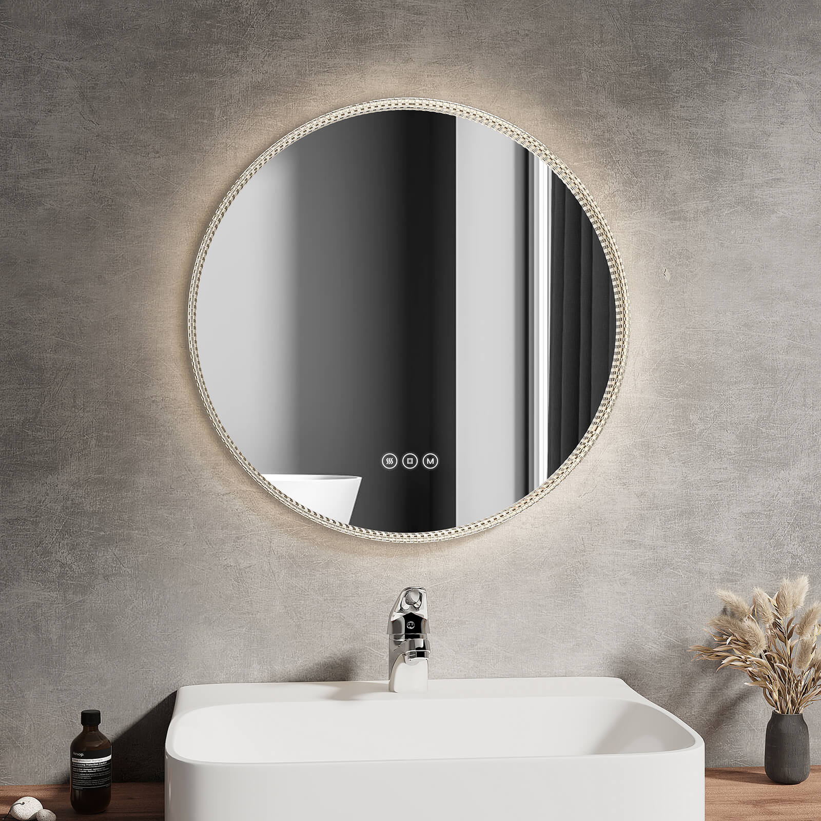 emke-olm13-miroir-salle-de-bain-rond-led-noir-tactile image 4