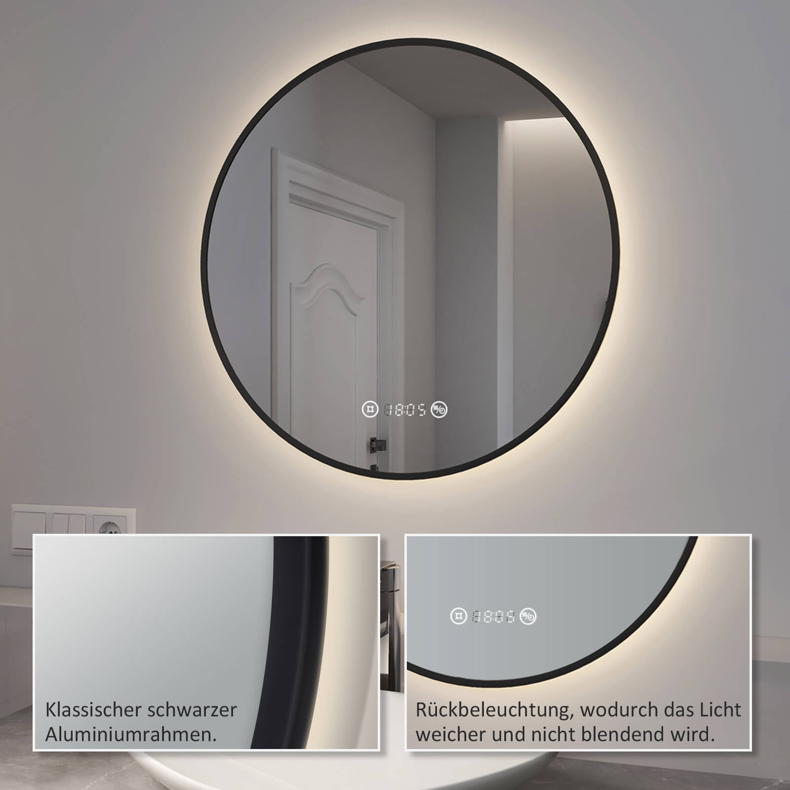 emke-miroir-lumineux-olm09-rond-led-noir-60-cm-antibu-e image 7
