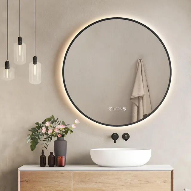 emke-miroir-lumineux-olm09-rond-led-noir-60-cm-antibu-e image 1