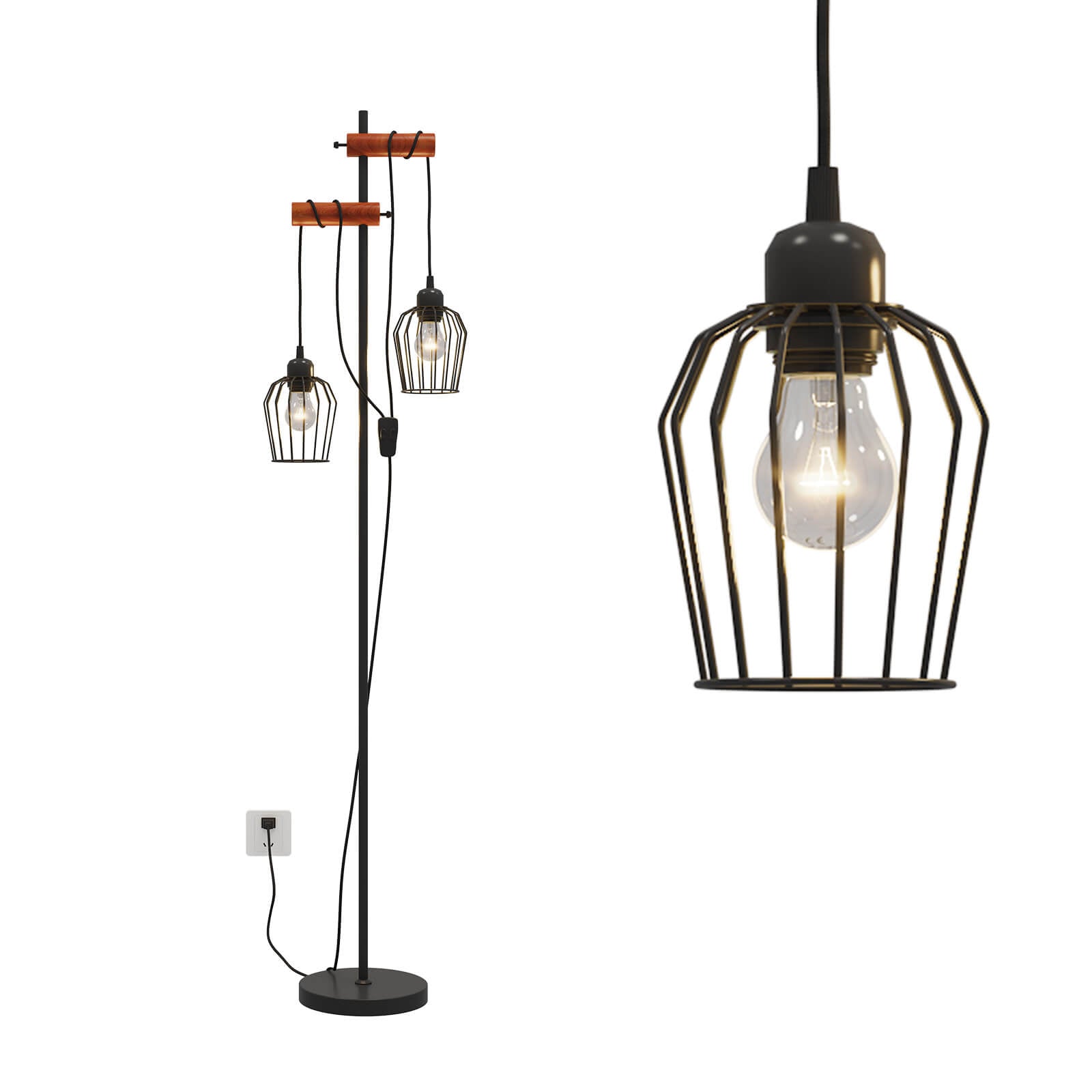 emke-l28e2bl-lampadaire-2-lampes-noir-150-cm-e27 image 8