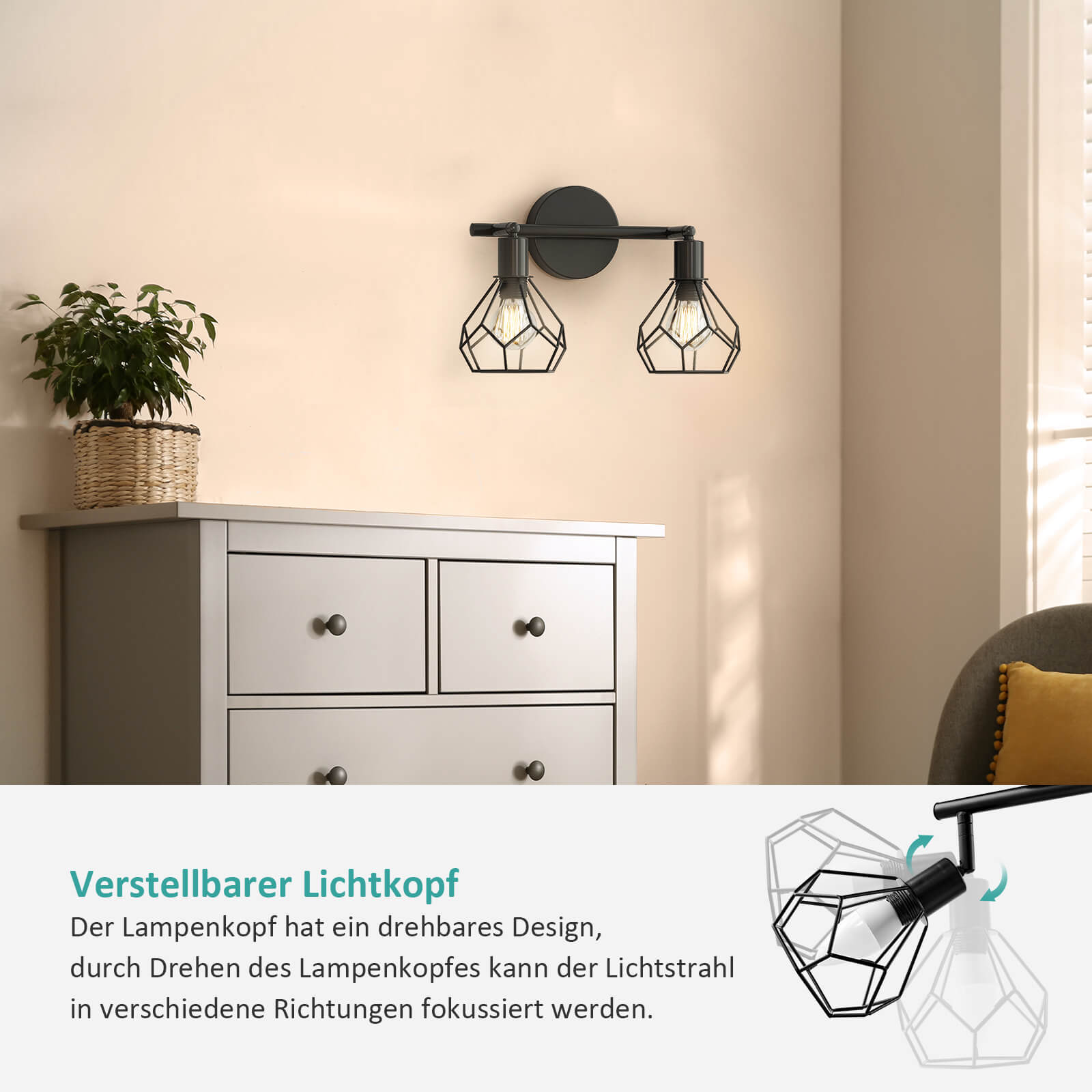emke-l25a2bl-plafonnier-2-lampes-noir-e14 image 4