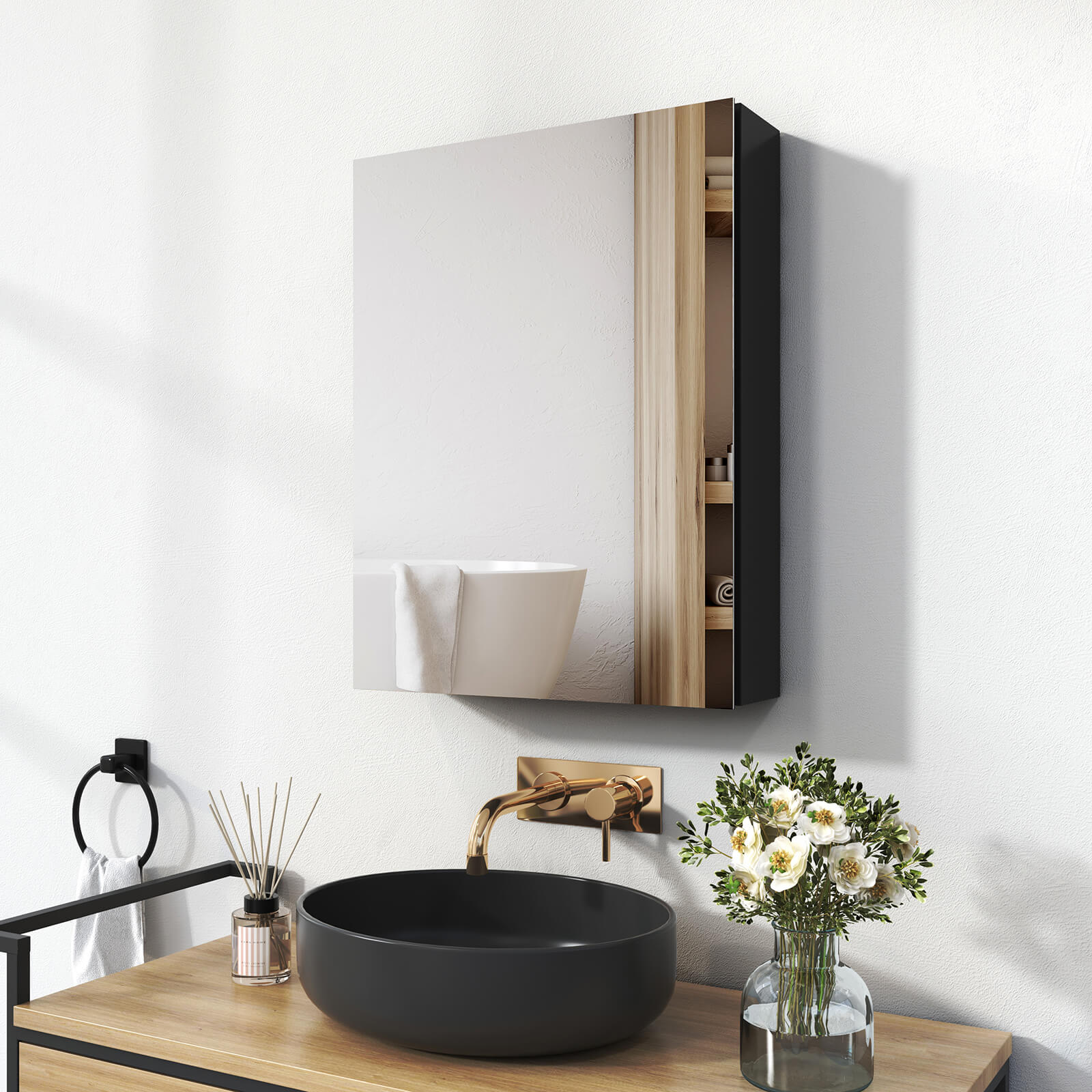 emke-mc5-armoire-miroir-salle-de-bain-50x65-cm-noir image 1