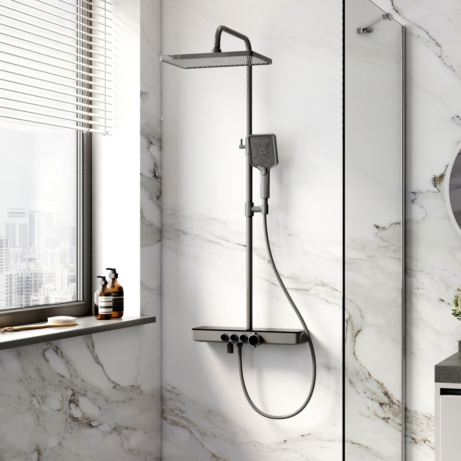 emke-f10-colonne-de-douche-thermostatique-chrome-3-jets-30x20 image 1