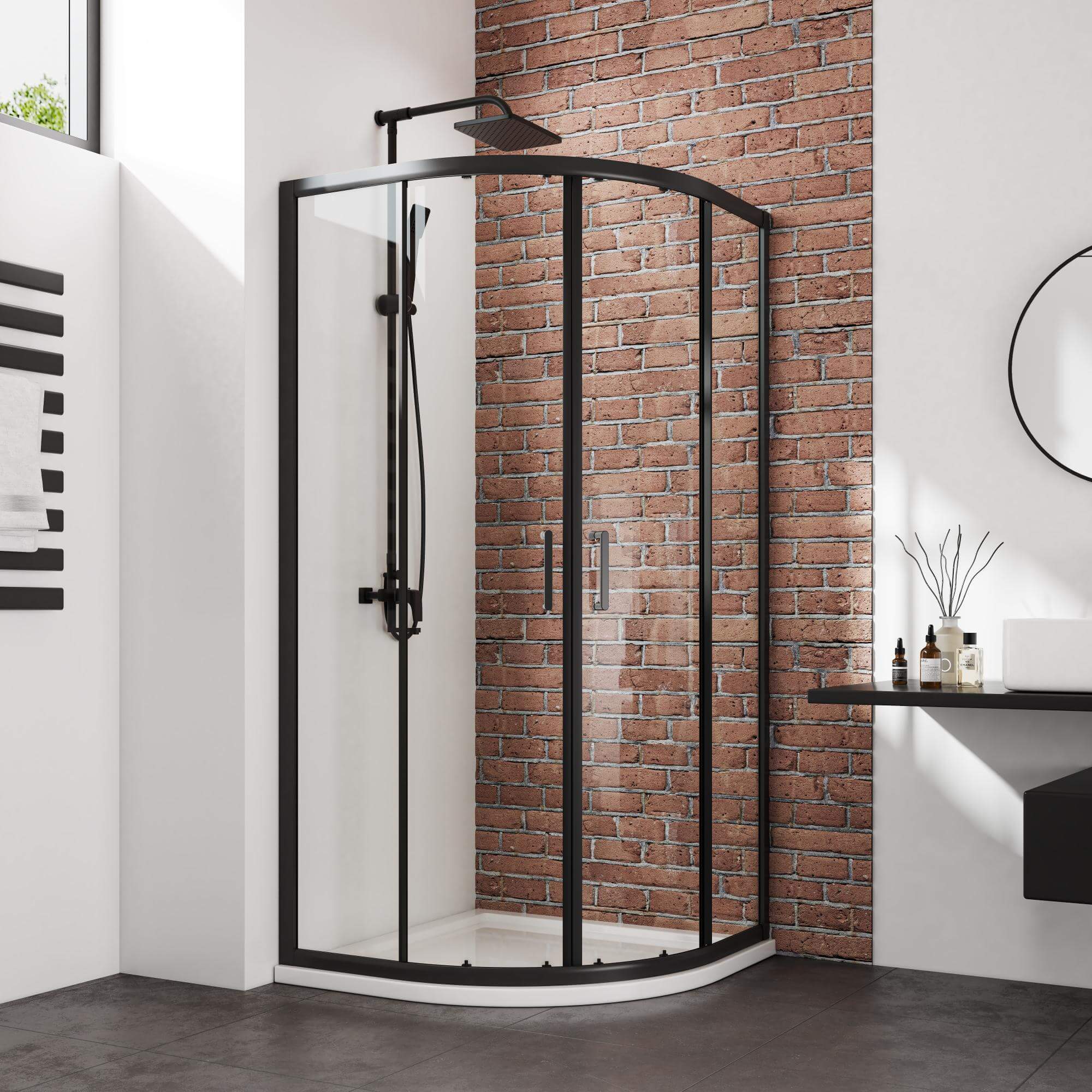 emke-cabine-de-douche-quart-de-cercle-90x90-noire-185cm image 1