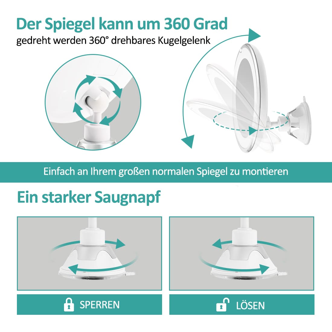 emke-miroir-grossissant-led-5x-ventouse-175-mm-rotatif-360 image 5