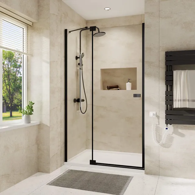 emke-cabine-douche-porte-pliante-noire-90-cm image 1
