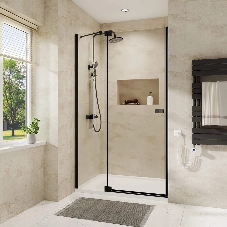 emke-cabine-douche-porte-pliante-noire-90-cm image 1