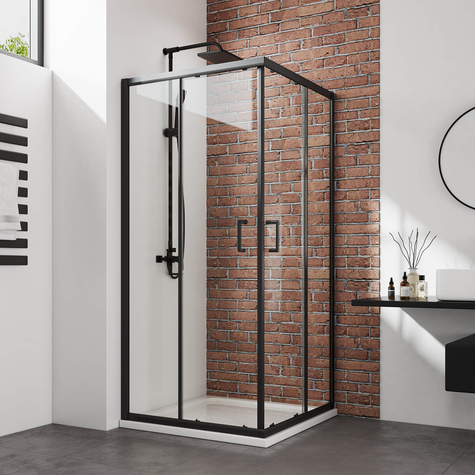 emke-cabine-de-douche-carr-e-90x90x190-cm-noir-portes-coulissantes image 1