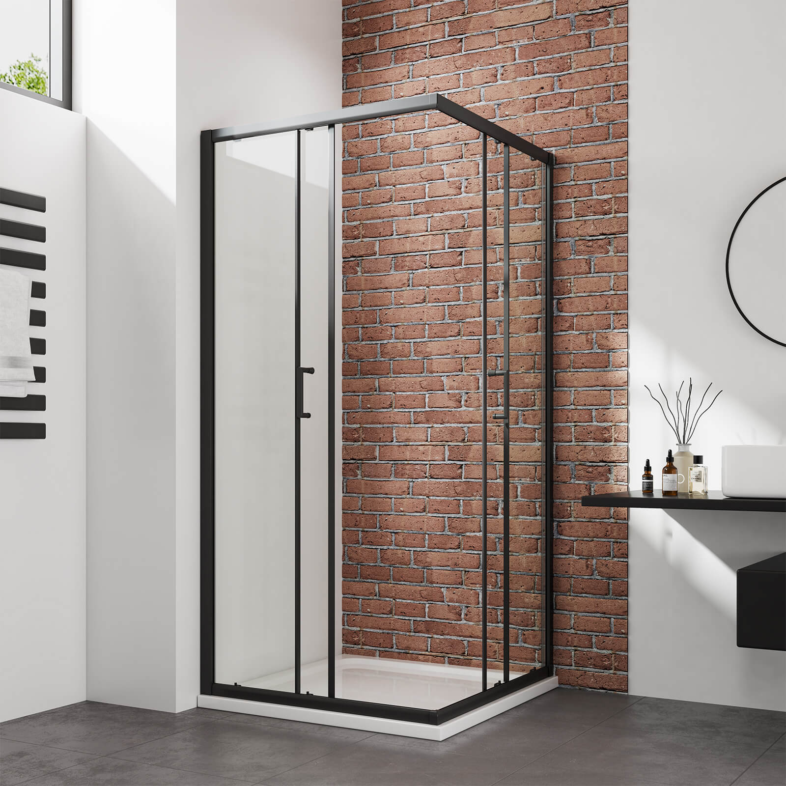emke-cabine-de-douche-carr-e-90x90x190-cm-noir-portes-coulissantes image 4